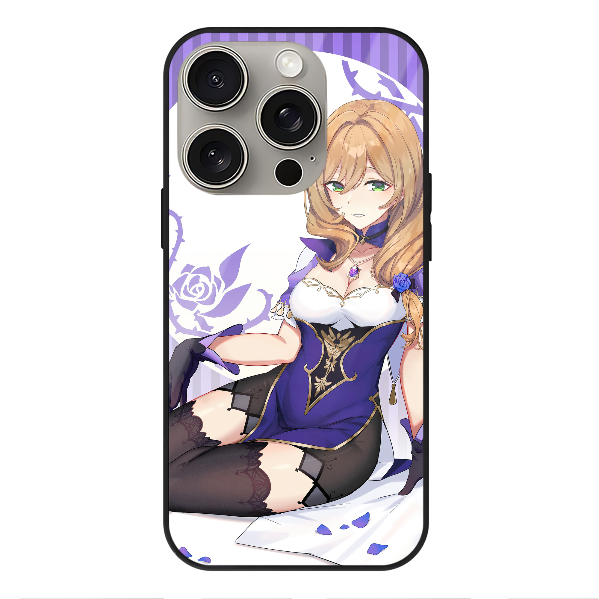 げんし神 genshin 【iPhone15Pro対応】スマホケース 耐衝撃＆黄変防止 背面ガラス