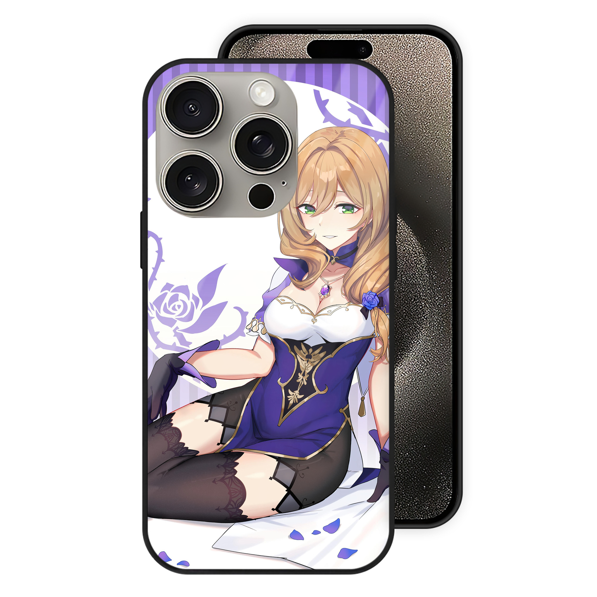 げんし神 genshin 【iPhone15Pro対応】スマホケース 耐衝撃＆黄変防止 背面ガラス