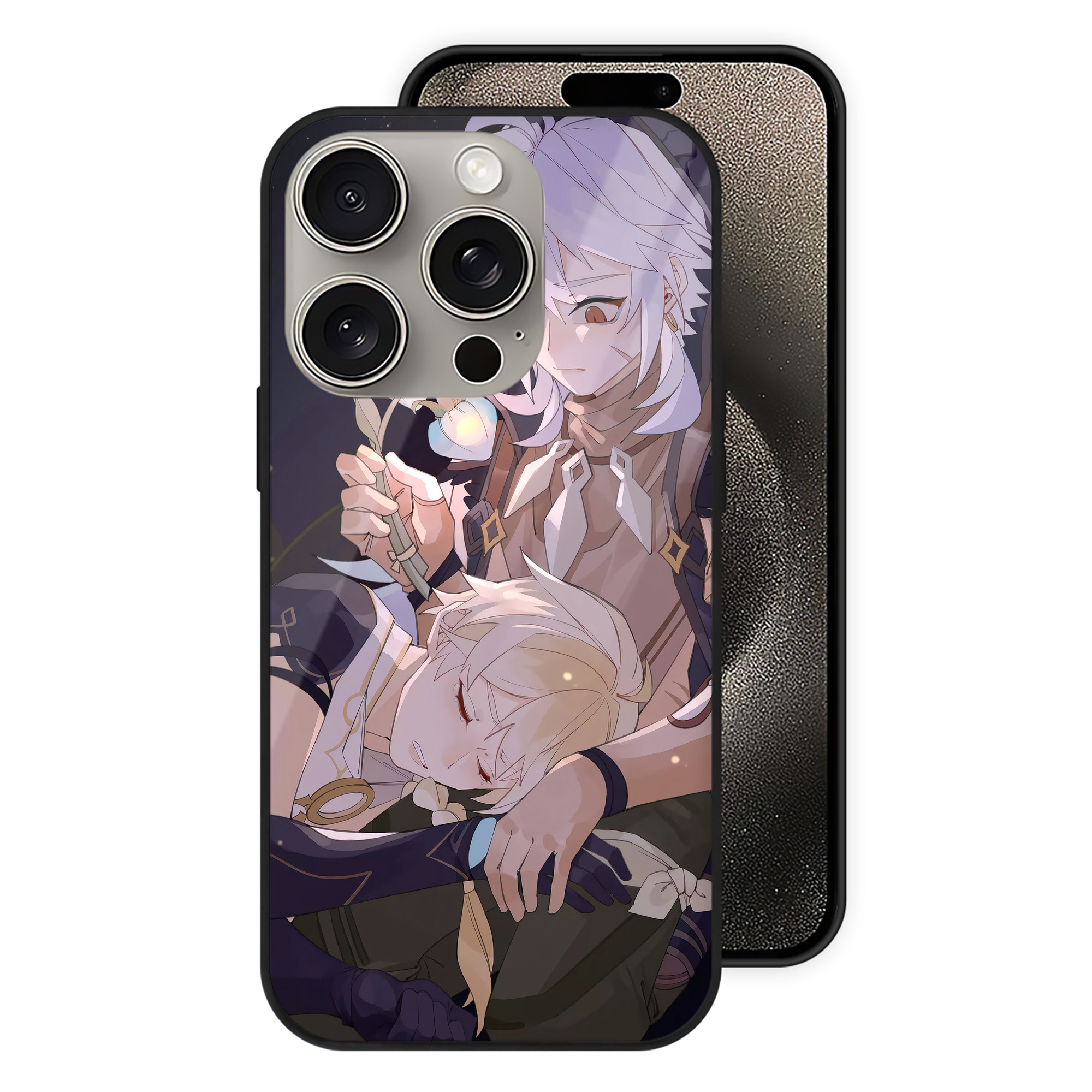 げんし神 genshin 【iPhone15Pro対応】スマホケース 耐衝撃＆黄変防止 背面ガラス