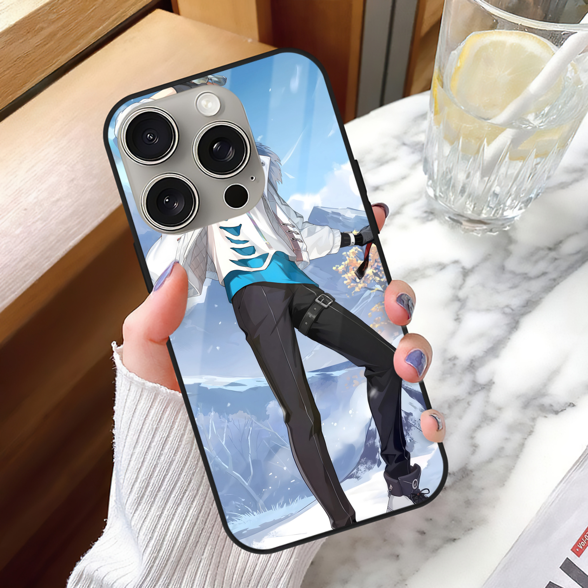 げんし神 genshin 【iPhone15Pro対応】スマホケース 耐衝撃＆黄変防止 背面ガラス