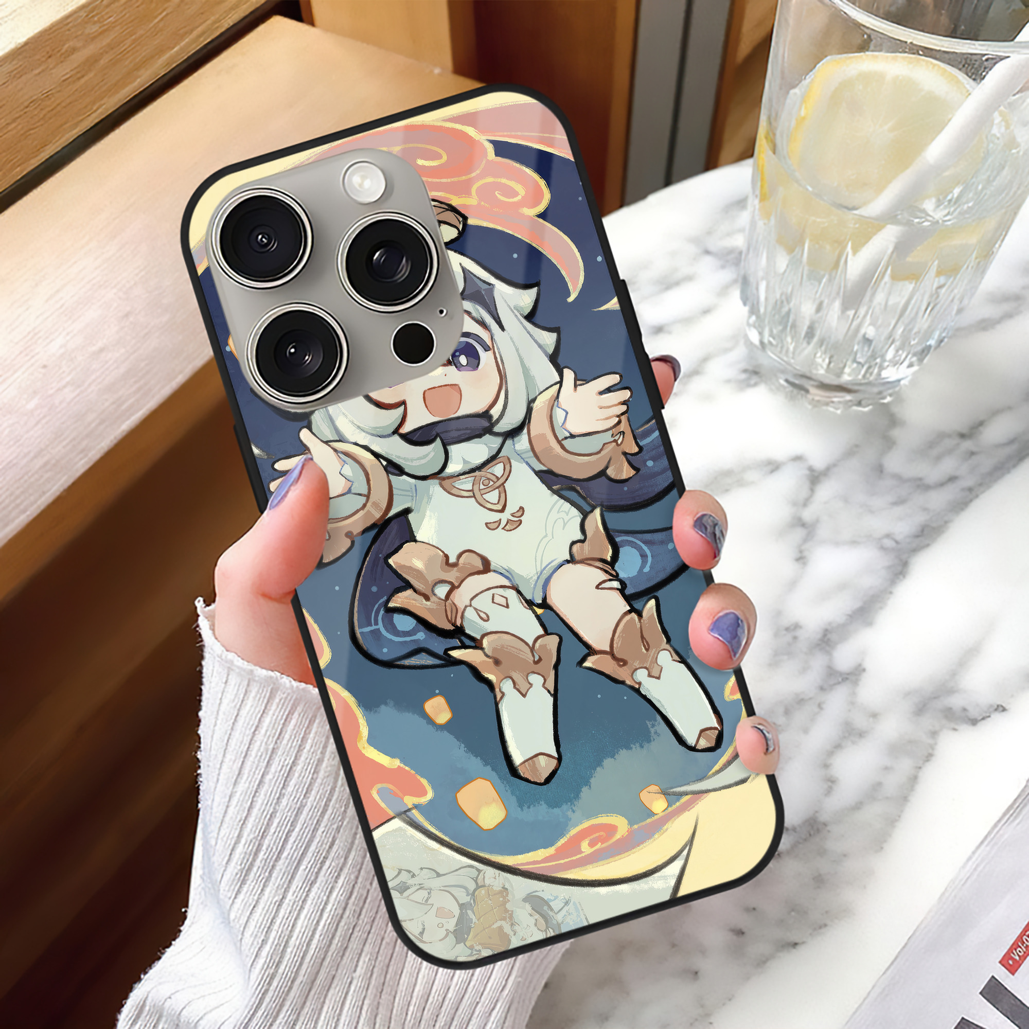 げんし神 genshin 【iPhone15Pro対応】スマホケース 耐衝撃＆黄変防止 背面ガラス