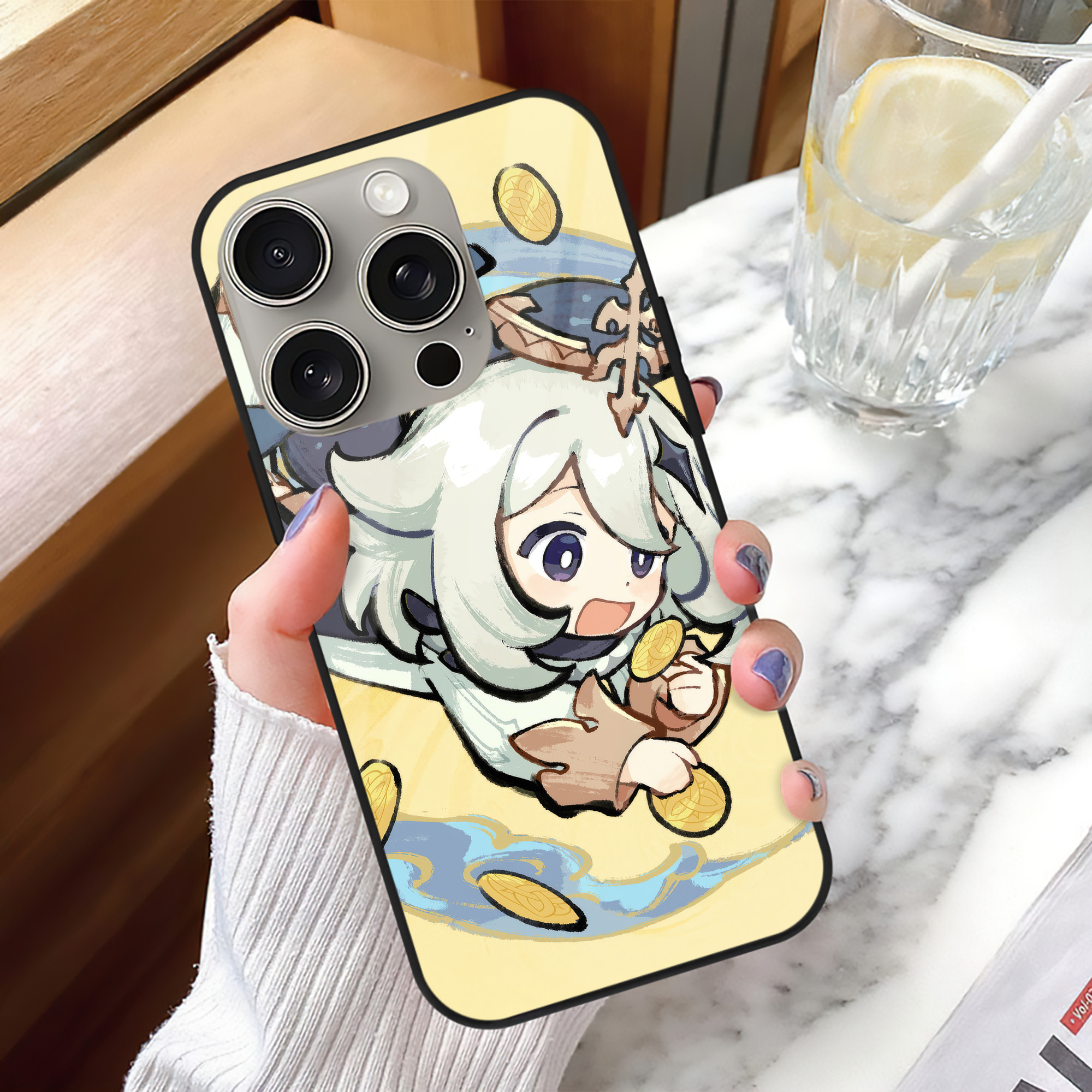 げんし神 genshin 【iPhone15Pro対応】スマホケース 耐衝撃＆黄変防止 背面ガラス