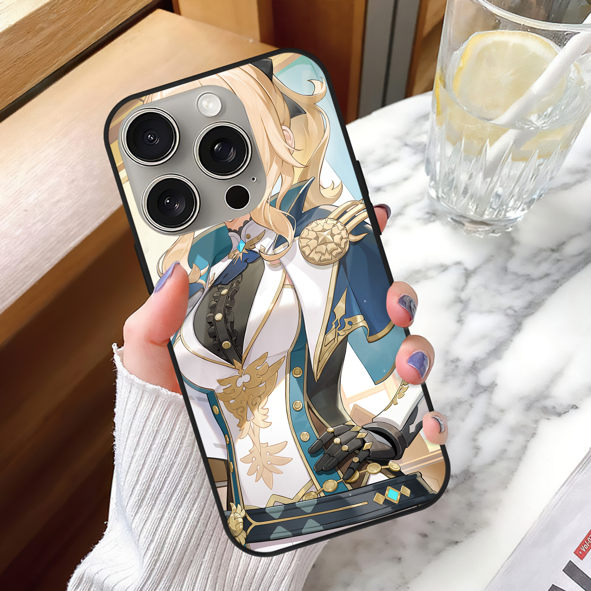 げんし神 genshin 【iPhone15Pro対応】スマホケース 耐衝撃＆黄変防止 背面ガラス