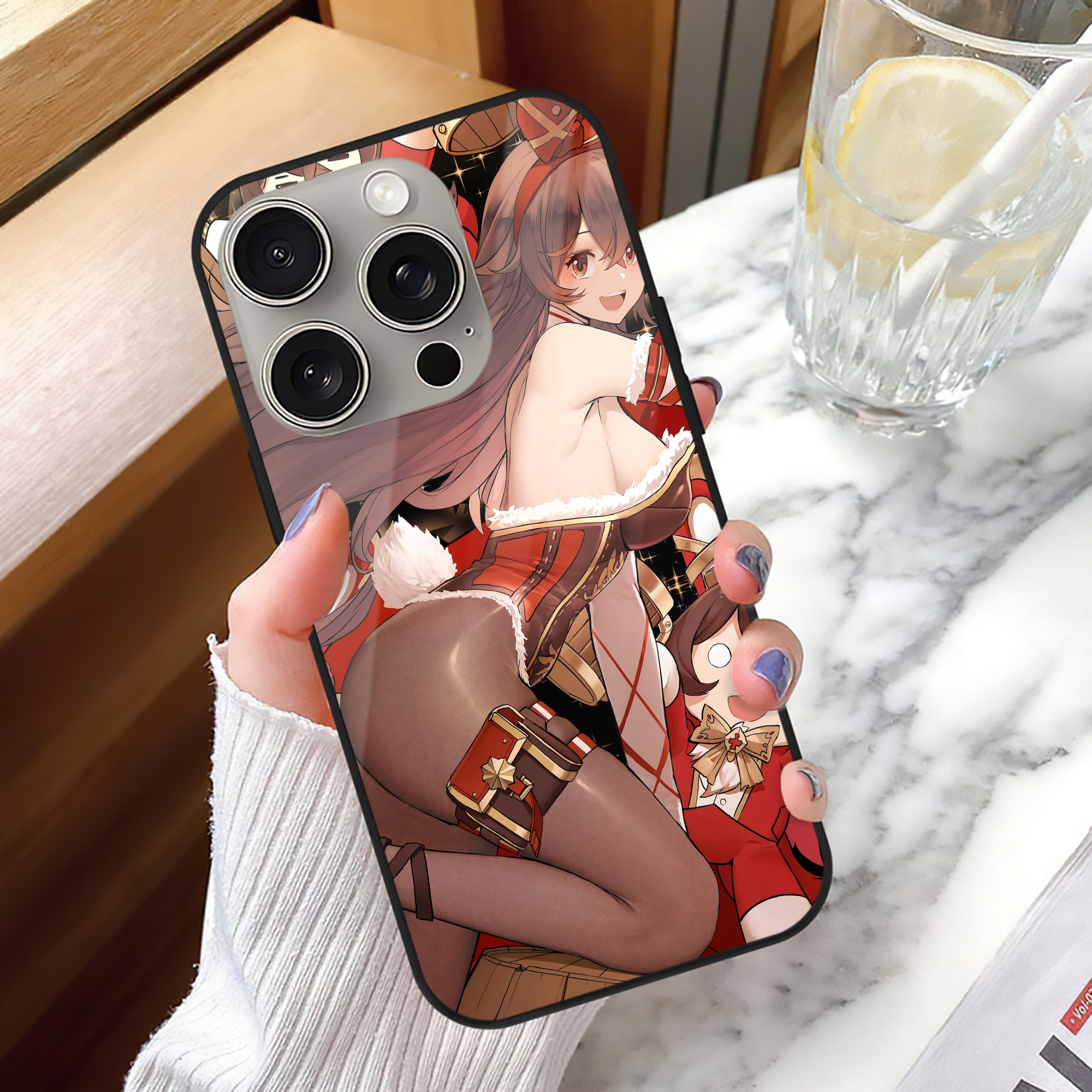 げんし神 genshin 【iPhone15Pro対応】スマホケース 耐衝撃＆黄変防止 背面ガラス