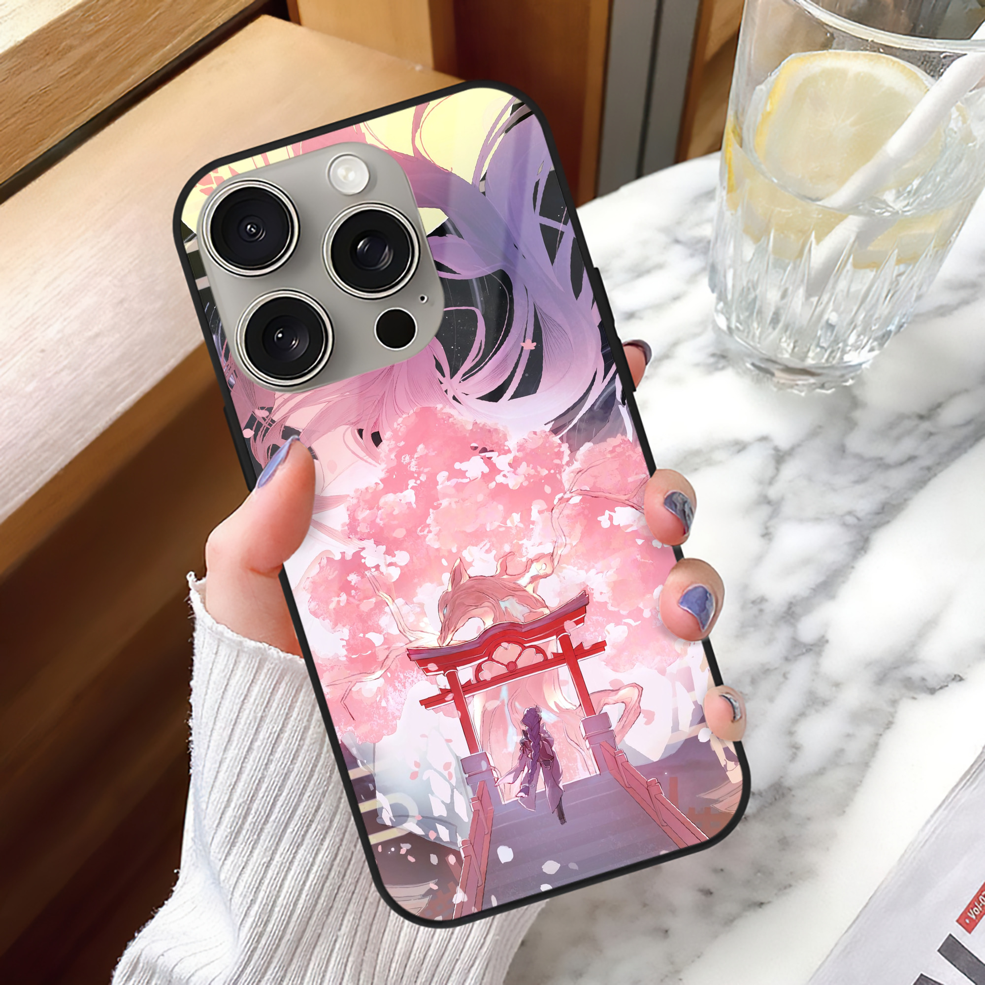 げんし神 genshin 【iPhone15Pro対応】スマホケース 耐衝撃＆黄変防止 背面ガラス