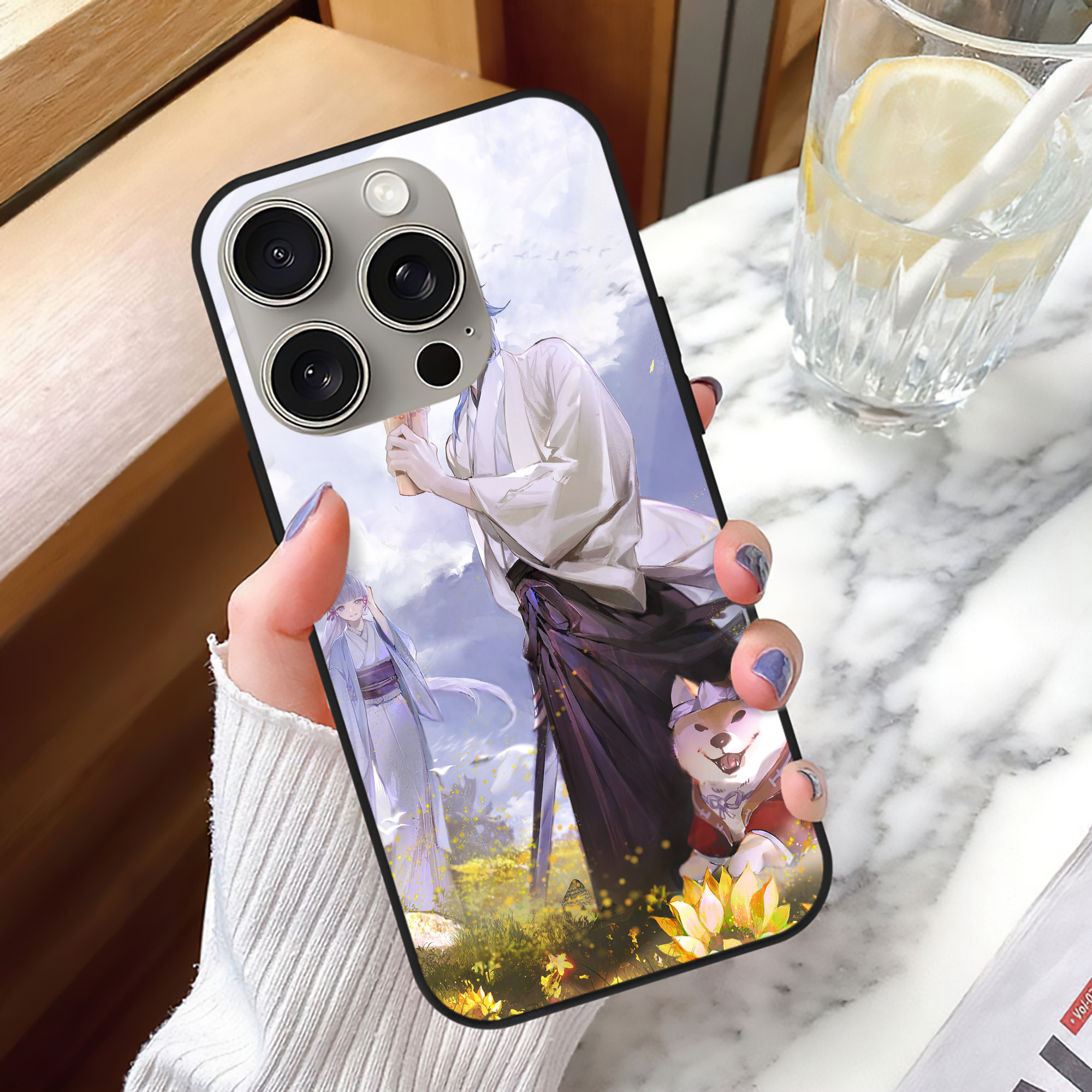 げんし神 genshin 【iPhone15Pro対応】スマホケース 耐衝撃＆黄変防止 背面ガラス