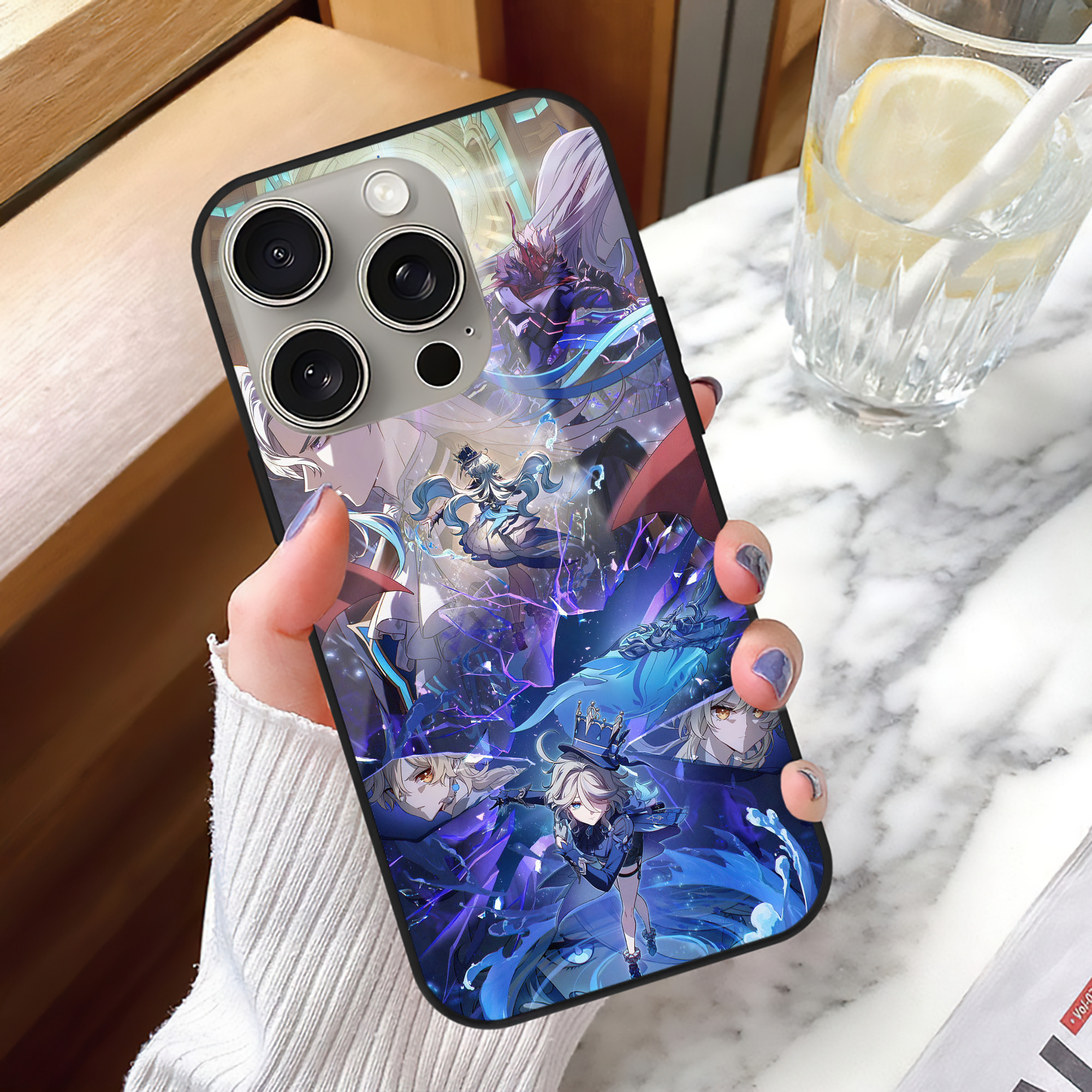 げんし神 genshin 【iPhone15Pro対応】スマホケース 耐衝撃＆黄変防止 背面ガラス