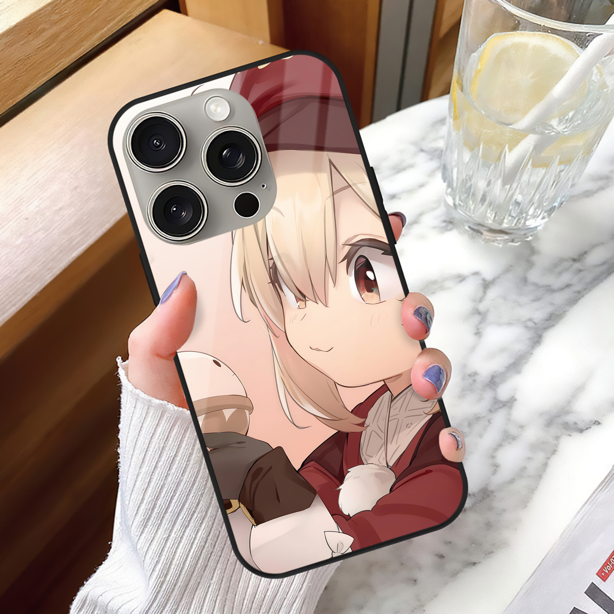 げんし神 genshin 【iPhone15Pro対応】スマホケース 耐衝撃＆黄変防止 背面ガラス