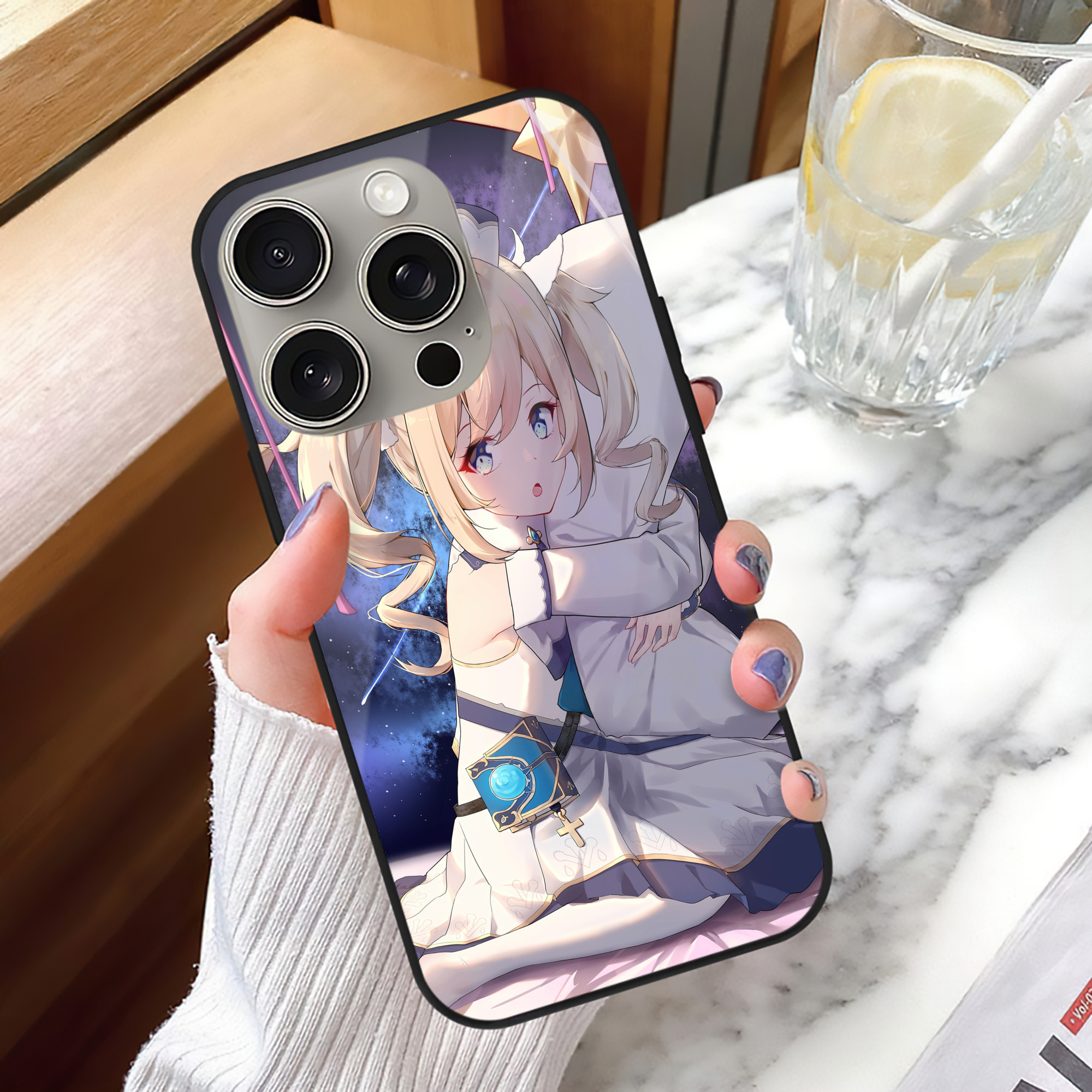 げんし神 genshin 【iPhone15Pro対応】スマホケース 耐衝撃＆黄変防止 背面ガラス