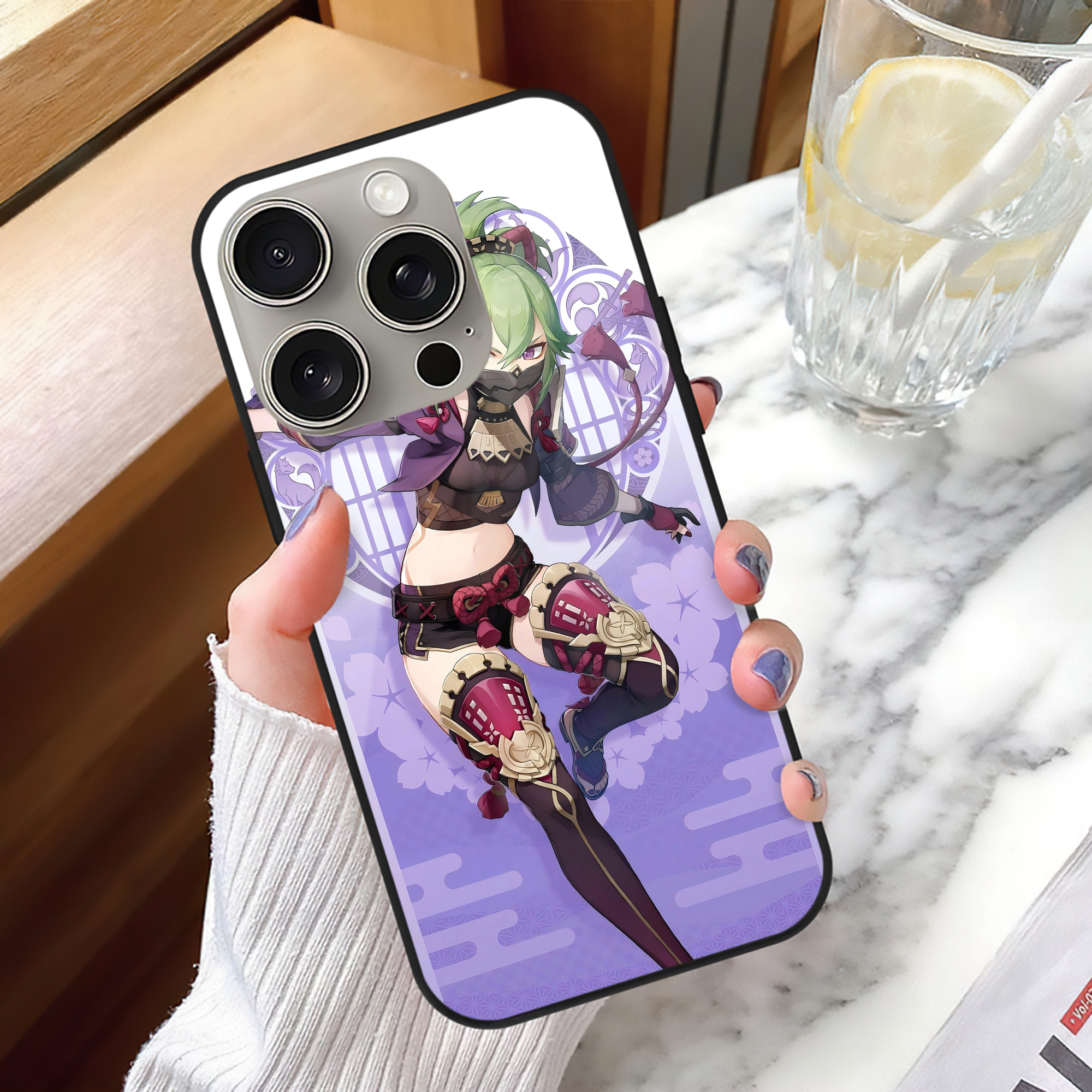 げんし神 genshin 【iPhone15Pro対応】スマホケース 耐衝撃＆黄変防止 背面ガラス