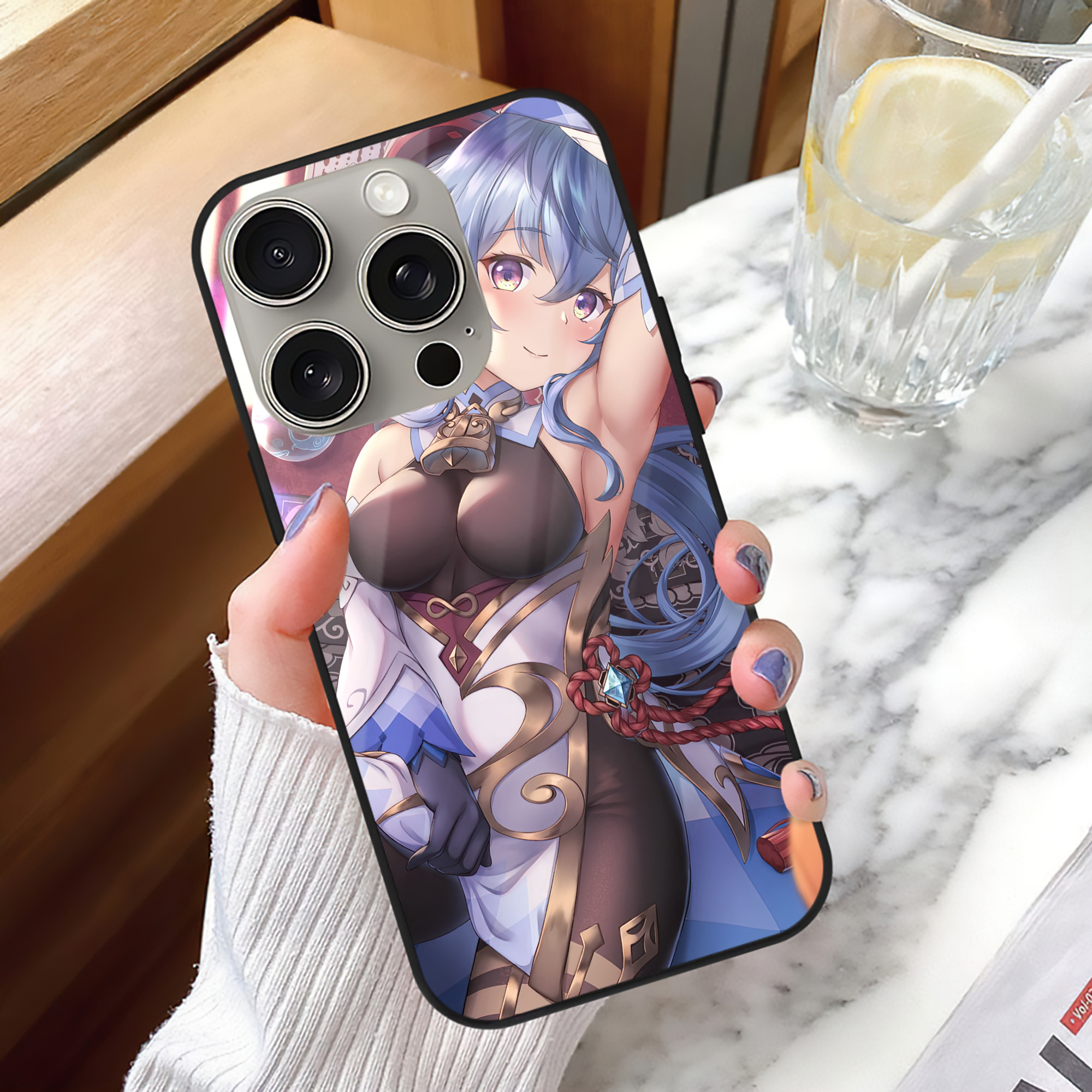 げんし神 genshin 【iPhone15Pro対応】スマホケース 耐衝撃＆黄変防止 背面ガラス