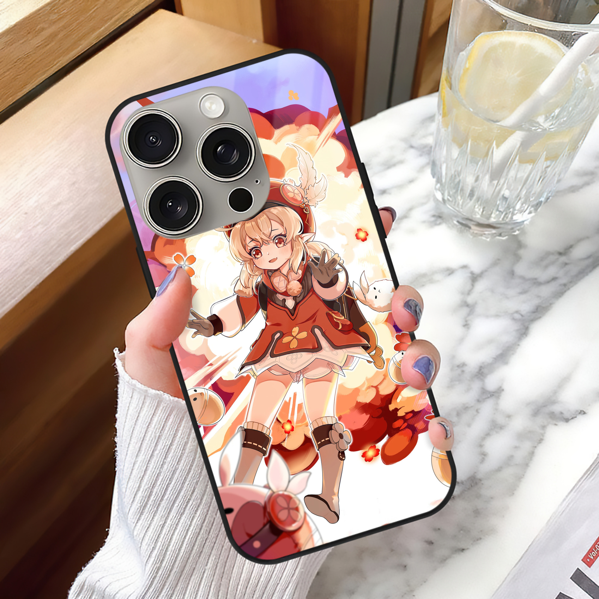 げんし神 genshin 【iPhone15Pro対応】スマホケース 耐衝撃＆黄変防止 背面ガラス