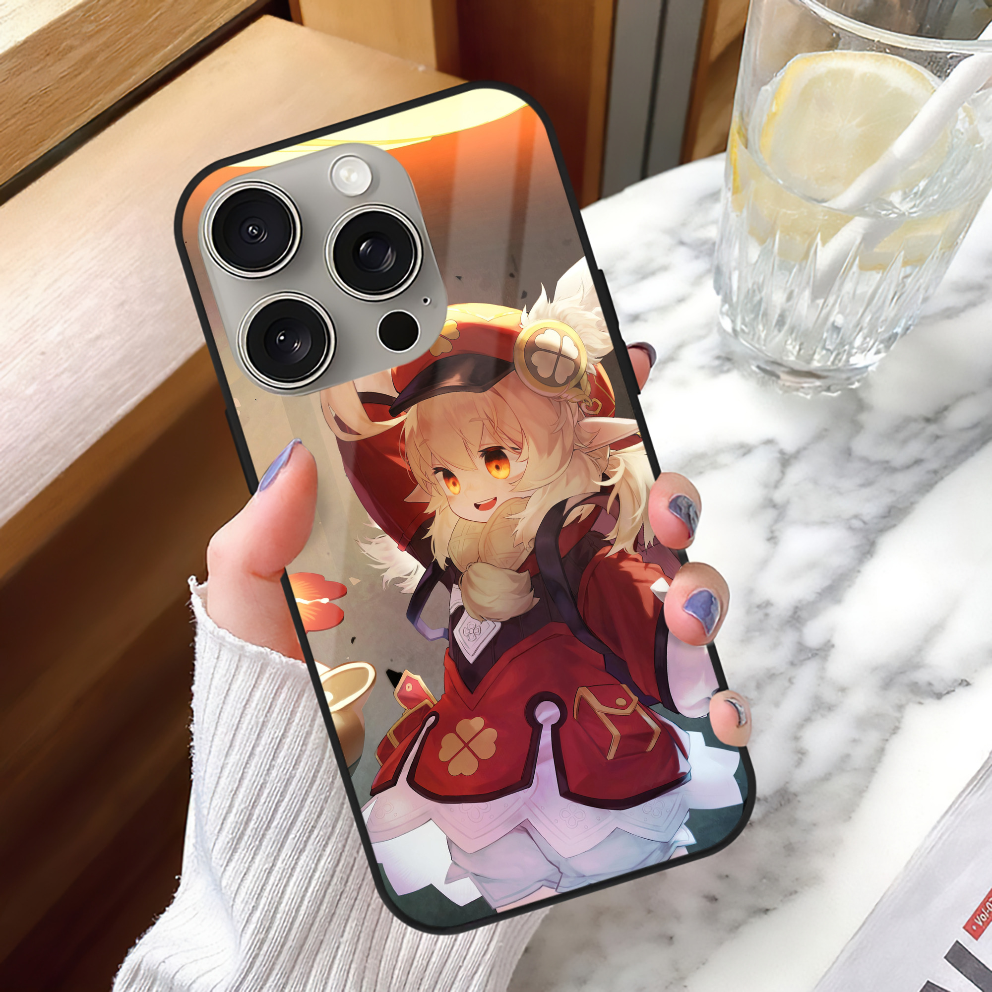 げんし神 genshin 【iPhone15Pro対応】スマホケース 耐衝撃＆黄変防止 背面ガラス