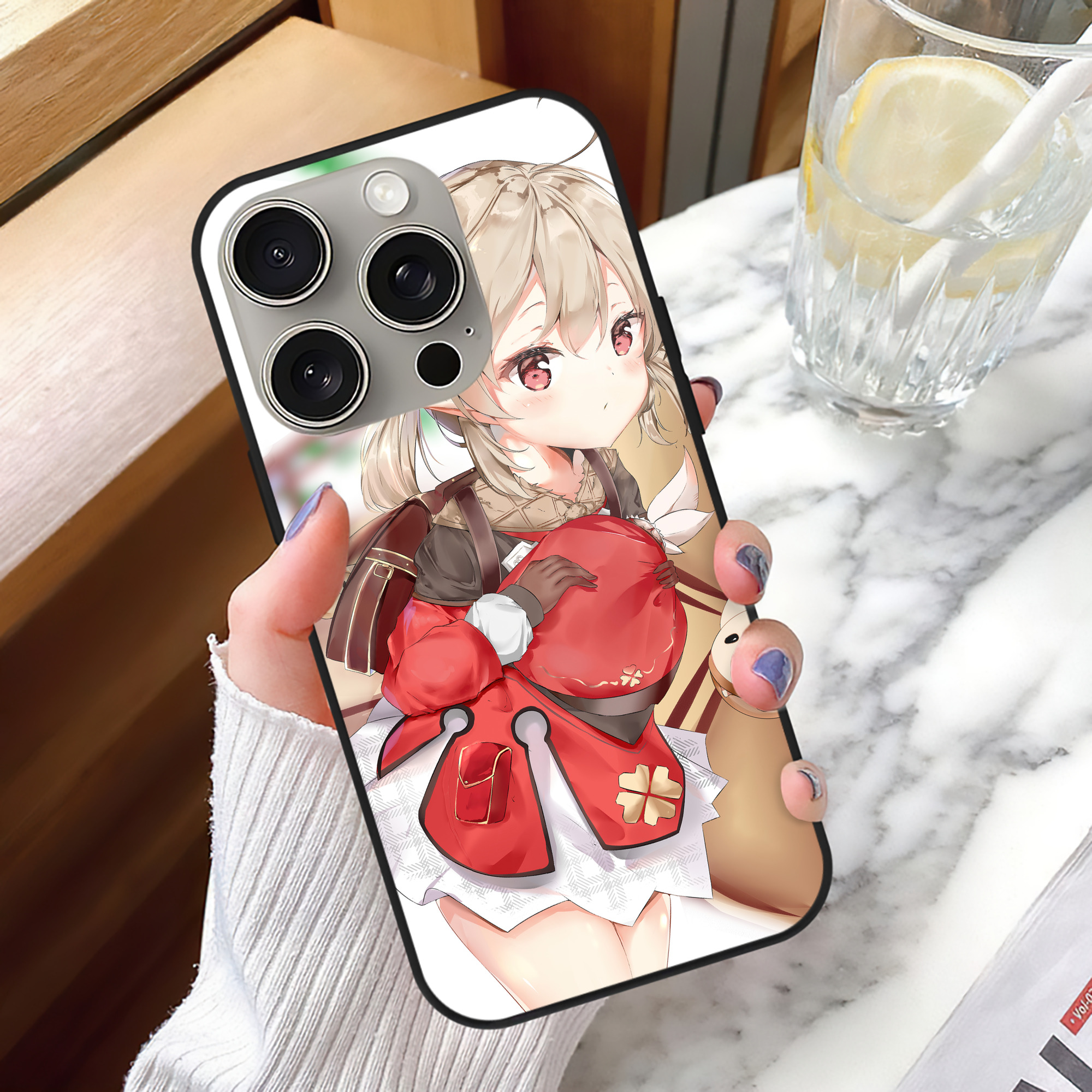 げんし神 genshin 【iPhone15Pro対応】スマホケース 耐衝撃＆黄変防止 背面ガラス