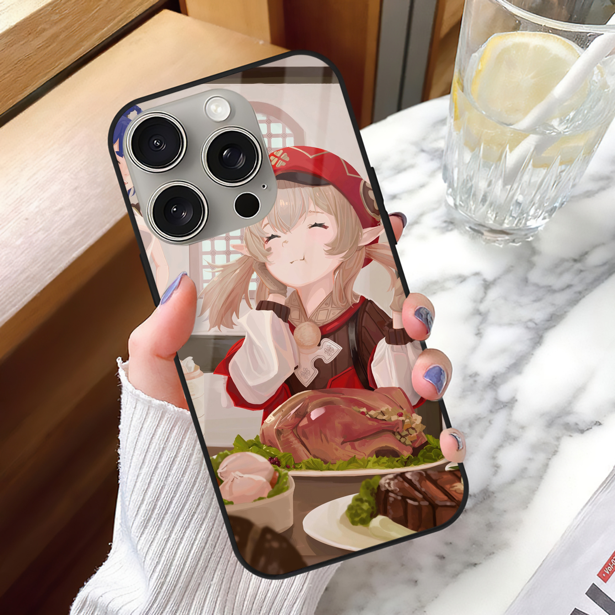 げんし神 genshin 【iPhone15Pro対応】スマホケース 耐衝撃＆黄変防止 背面ガラス