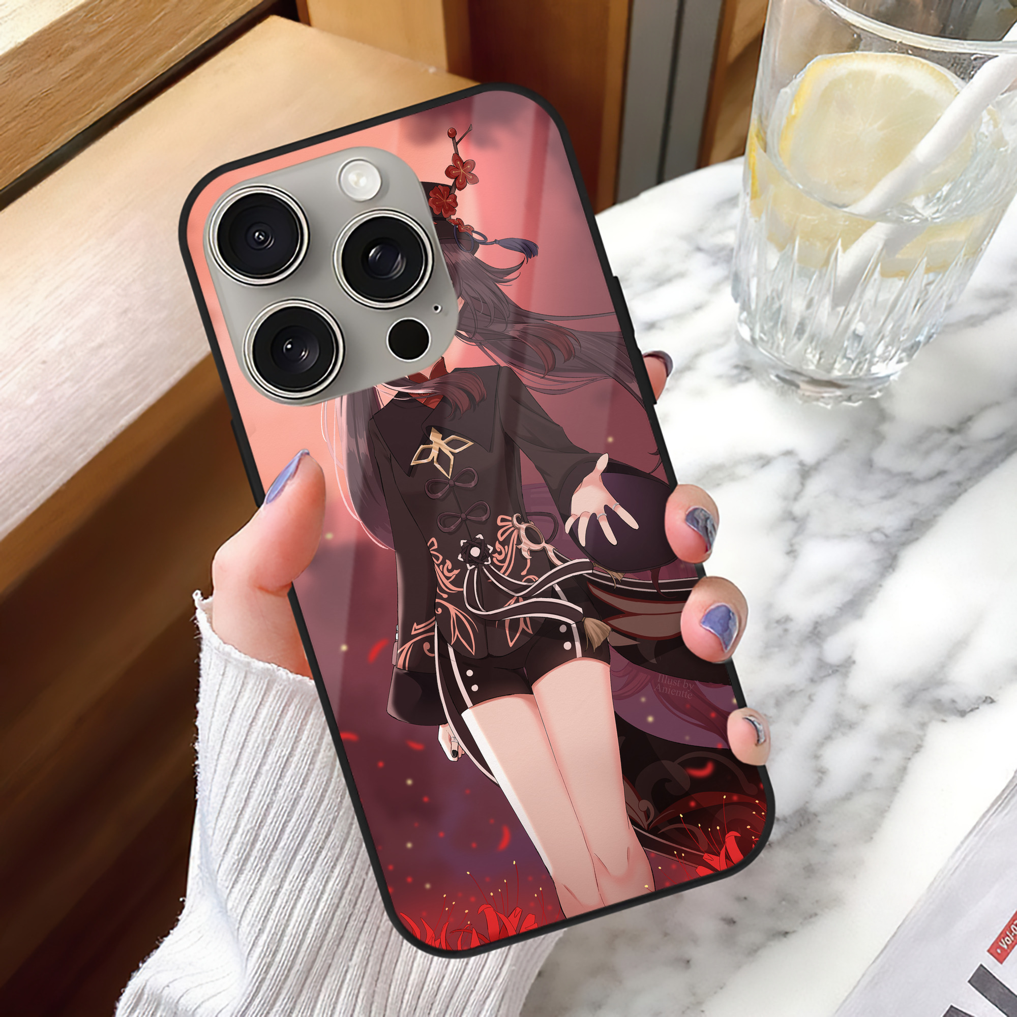 げんし神 genshin 【iPhone15Pro対応】スマホケース 耐衝撃＆黄変防止 背面ガラス