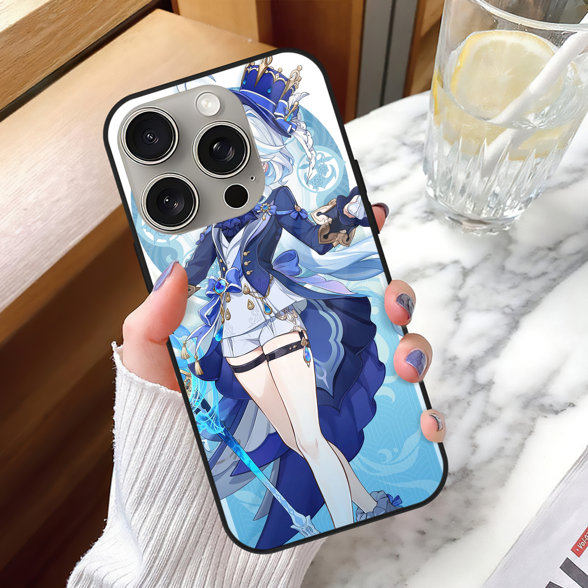 げんし神 genshin 【iPhone15Pro対応】スマホケース 耐衝撃＆黄変防止 背面ガラス