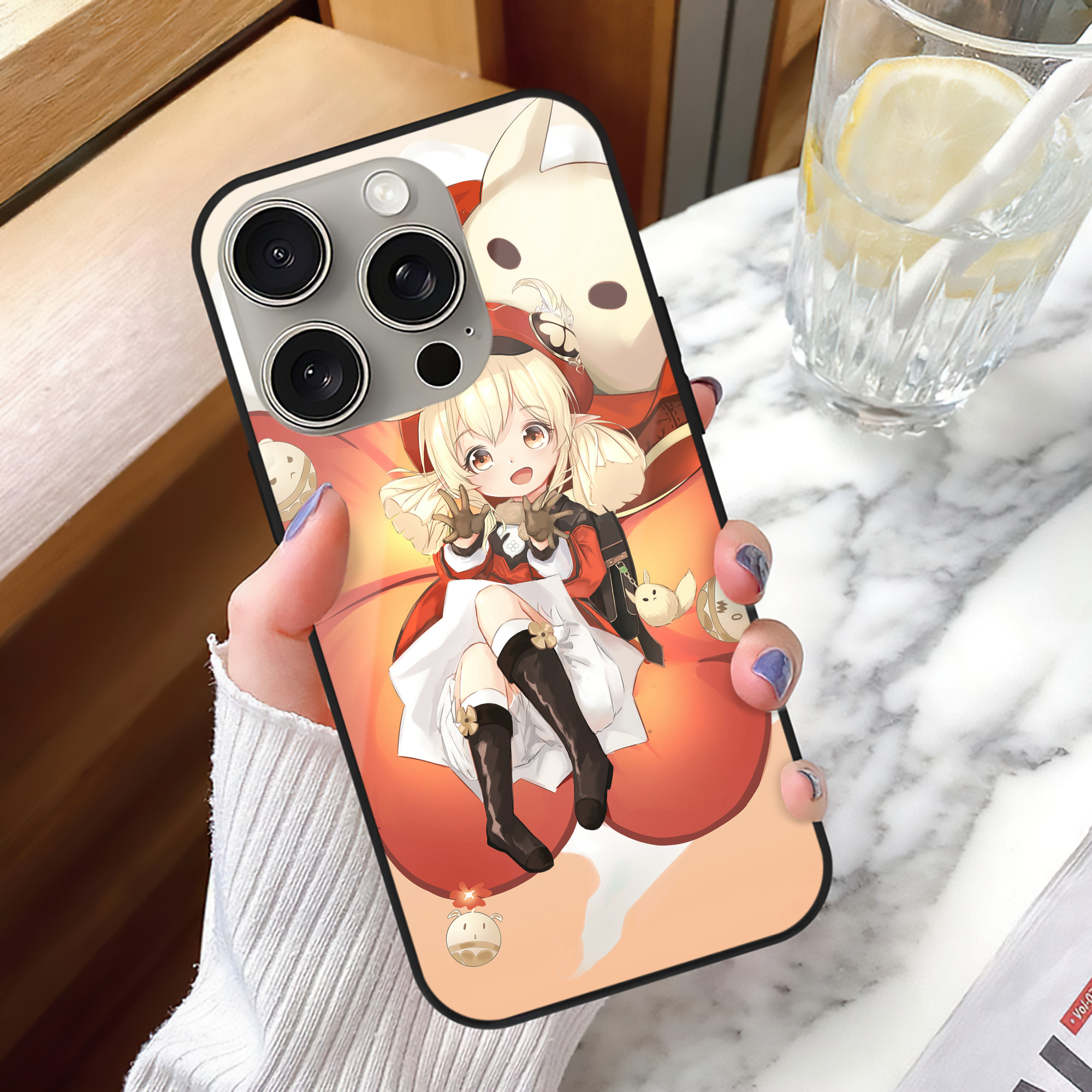 げんし神 genshin 【iPhone15Pro対応】スマホケース 耐衝撃＆黄変防止 背面ガラス