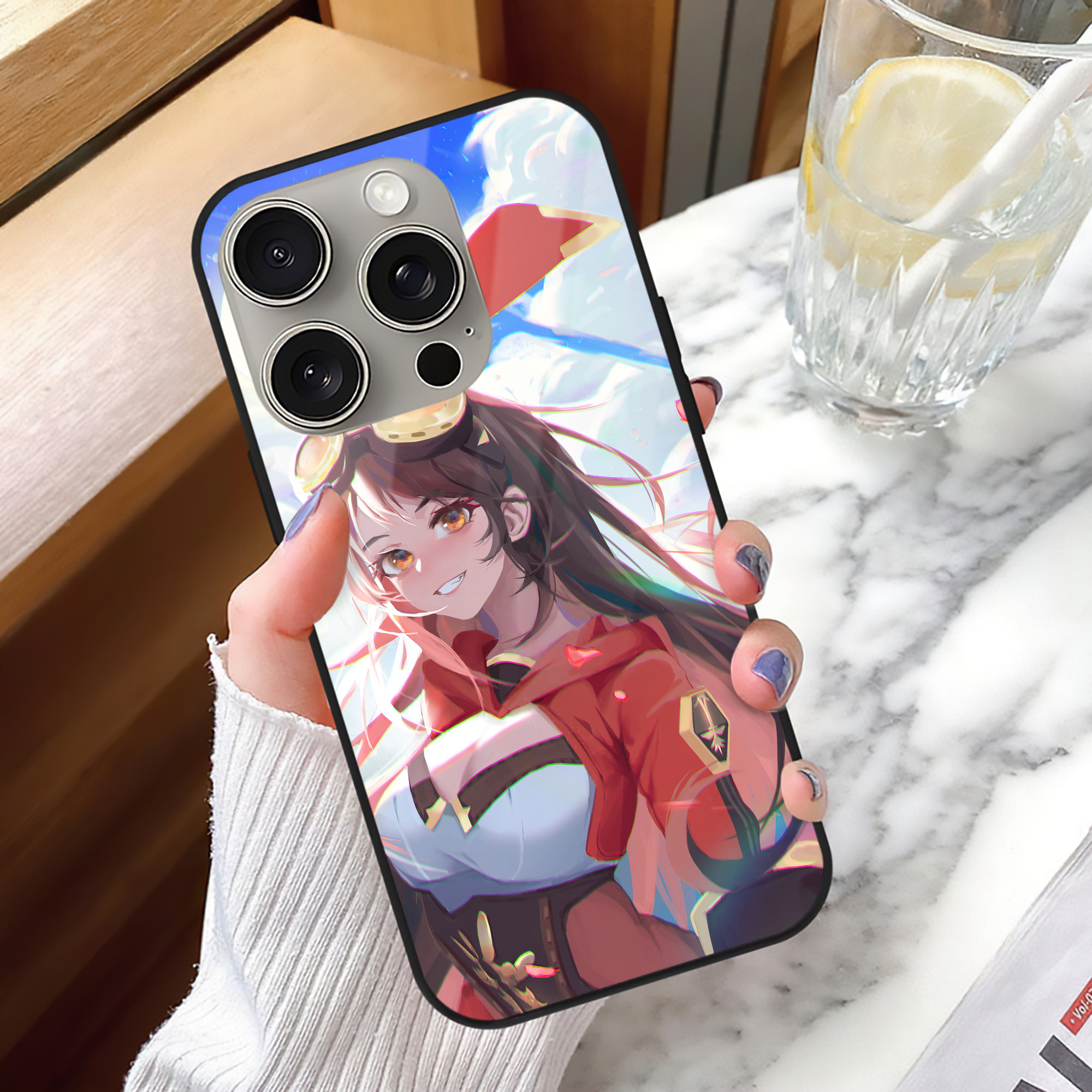 げんし神 genshin 【iPhone15Pro対応】スマホケース 耐衝撃＆黄変防止 背面ガラス