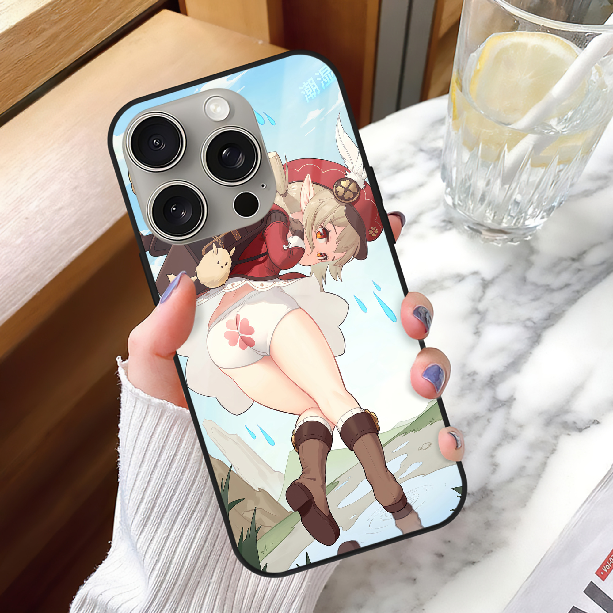 げんし神 genshin 【iPhone15Pro対応】スマホケース 耐衝撃＆黄変防止 背面ガラス