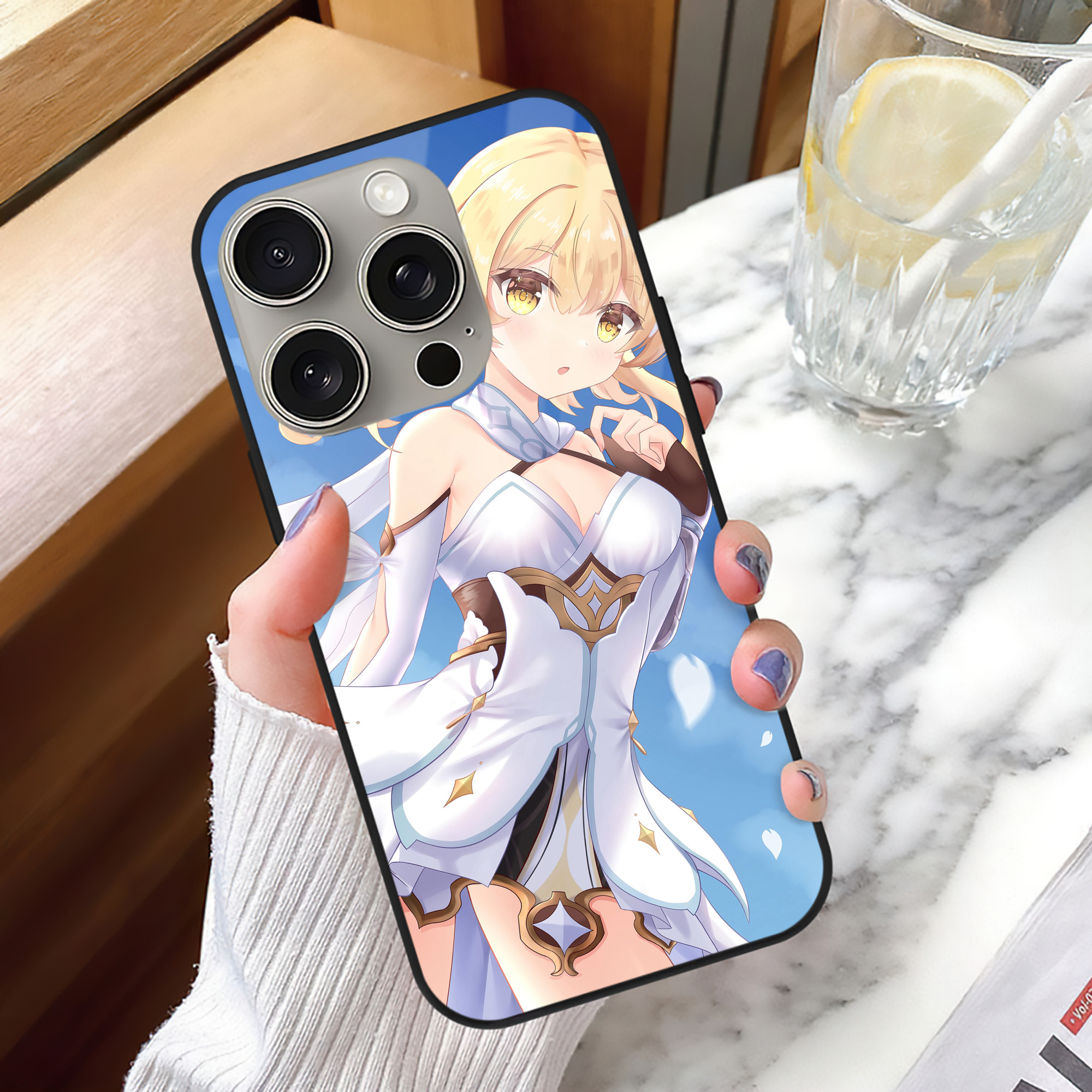 げんし神 genshin 【iPhone15Pro対応】スマホケース 耐衝撃＆黄変防止 背面ガラス