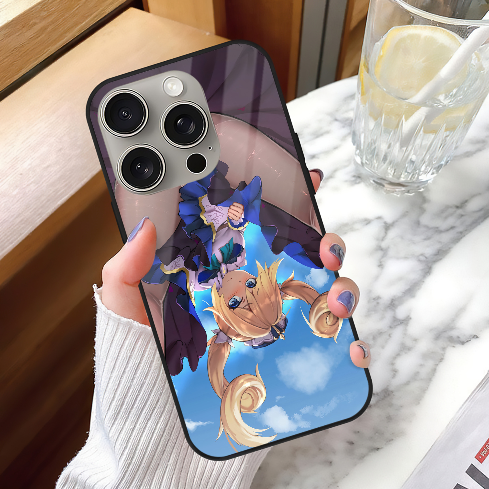 げんし神 genshin 【iPhone15Pro対応】スマホケース 耐衝撃＆黄変防止 背面ガラス