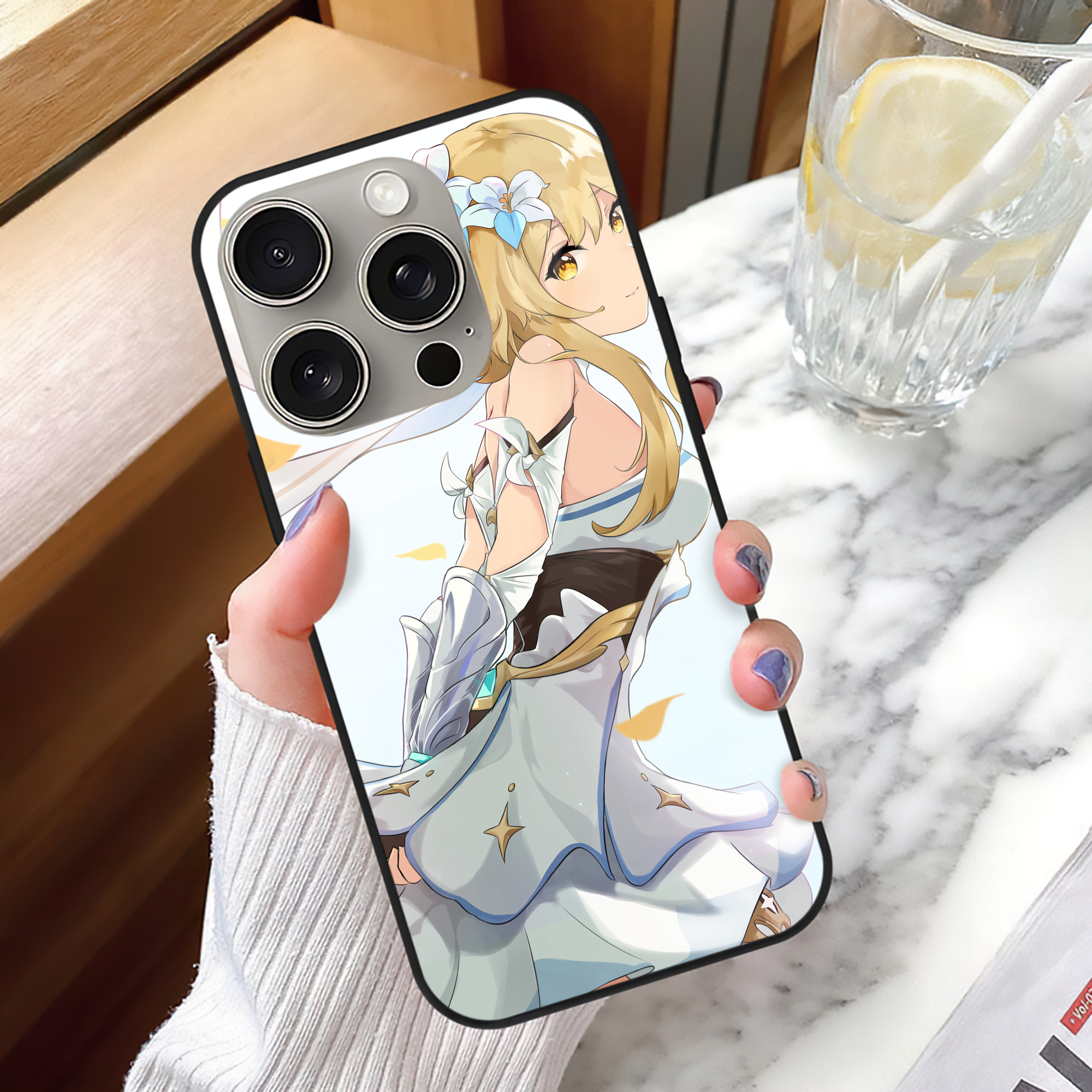 げんし神 genshin 【iPhone15Pro対応】スマホケース 耐衝撃＆黄変防止 背面ガラス