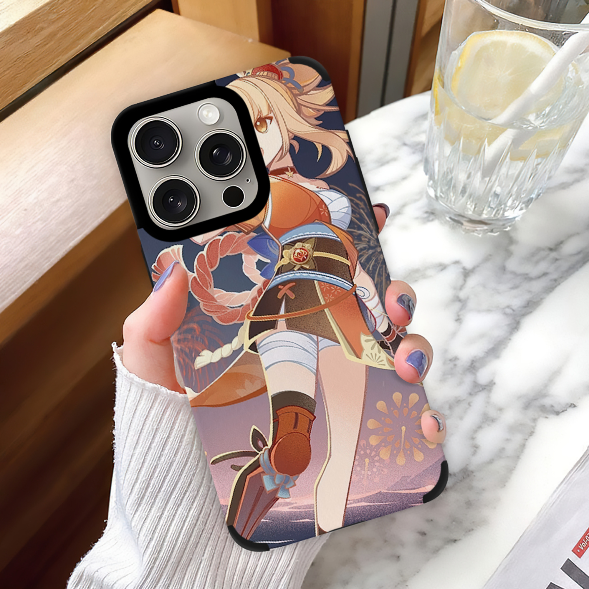 げんし神 genshin 【iPhone15ProMax対応】 PUレザー スマホケース 耐衝撃＆黄変防止