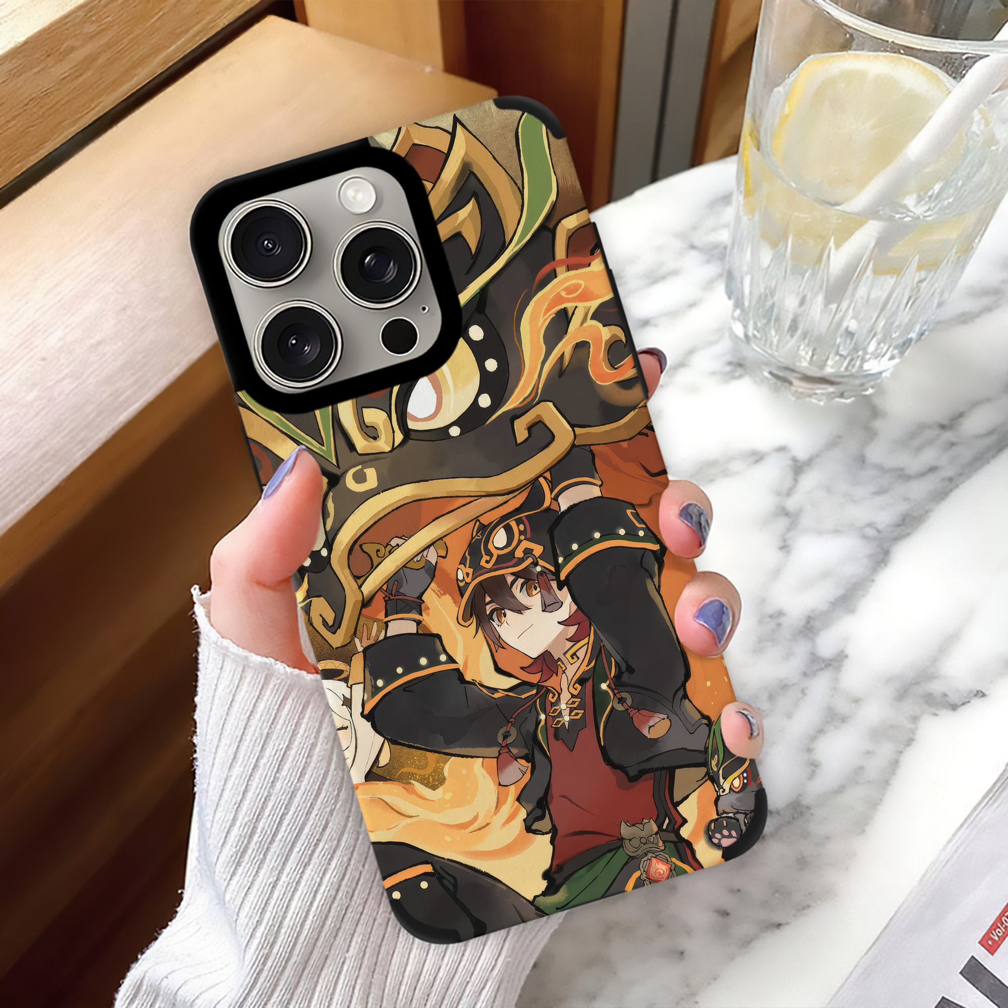 げんし神 genshin 【iPhone15ProMax対応】 PUレザー スマホケース 耐衝撃＆黄変防止