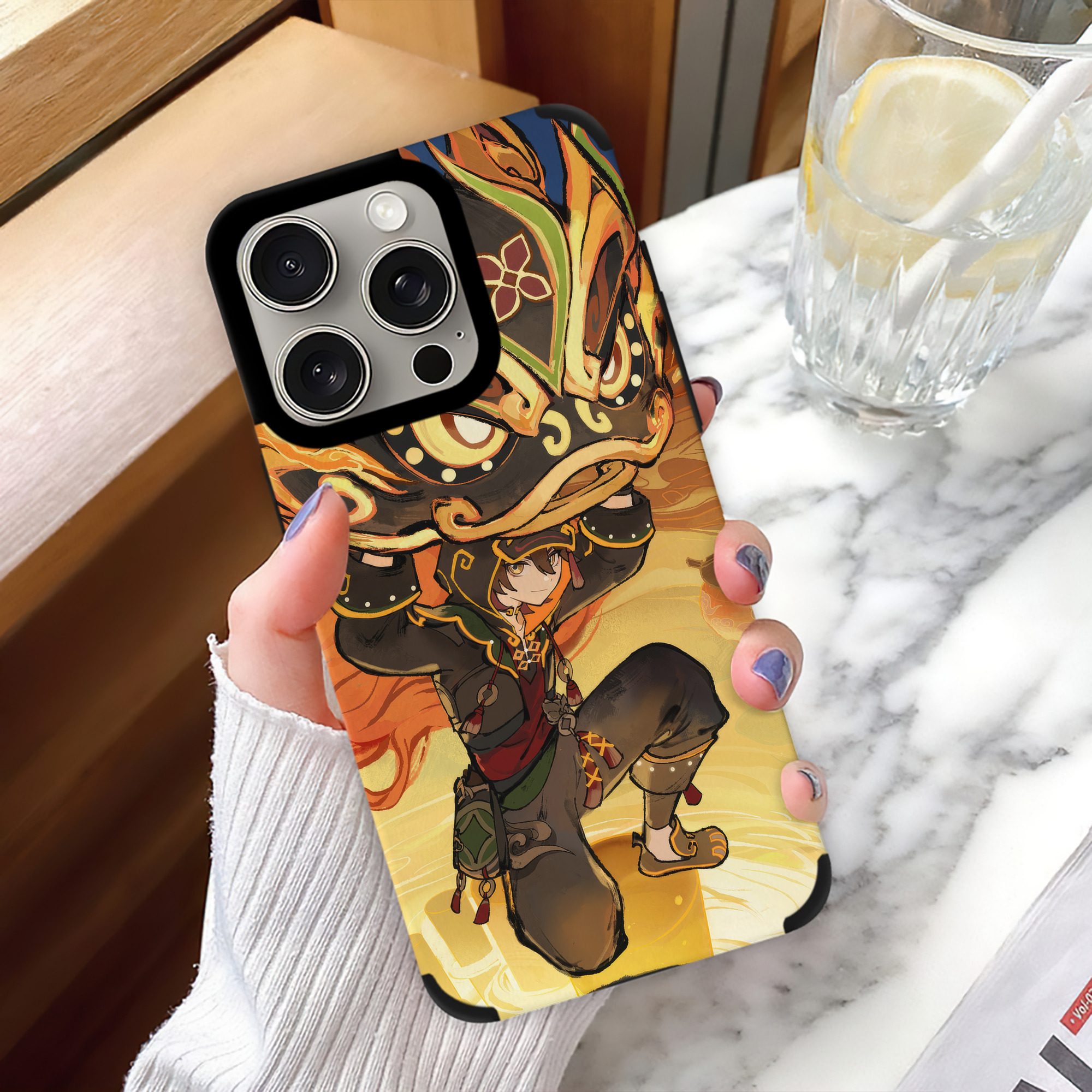 げんし神 genshin 【iPhone15ProMax対応】 PUレザー スマホケース 耐衝撃＆黄変防止