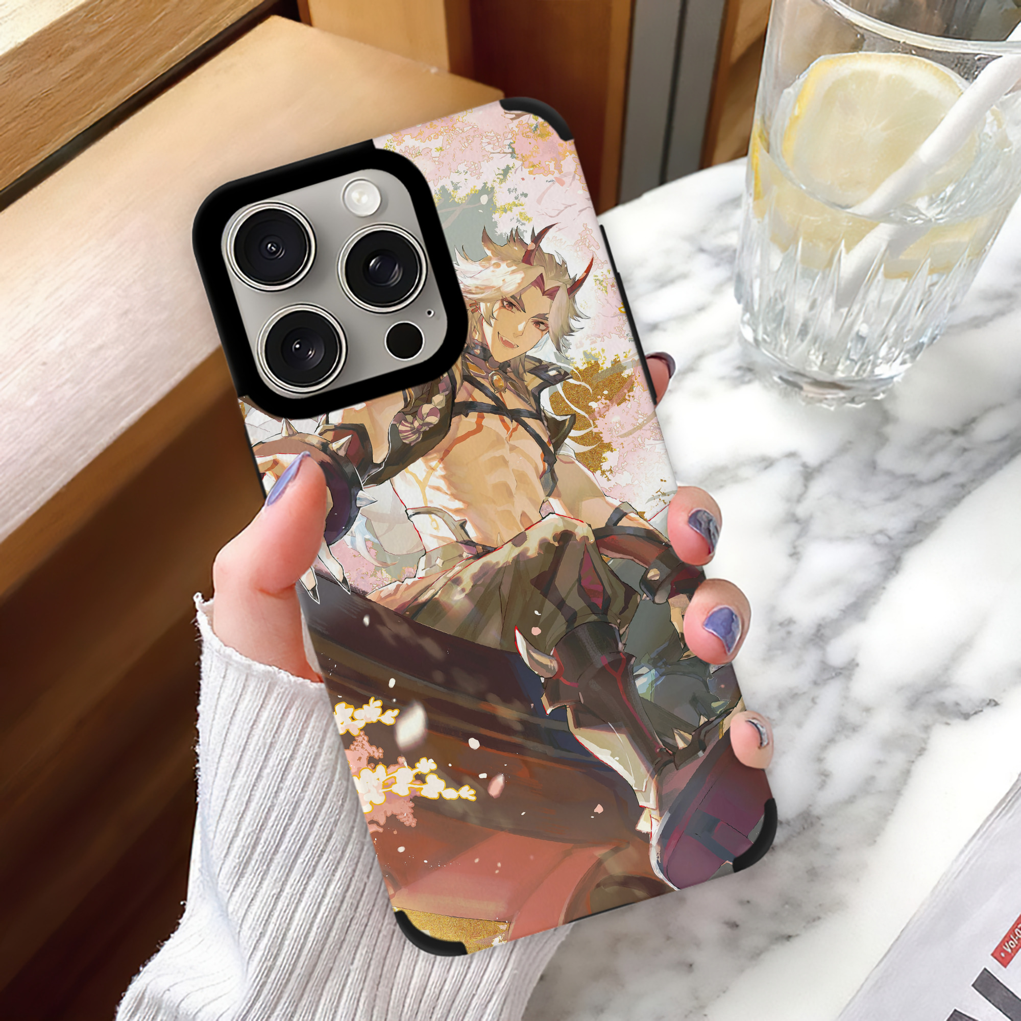 げんし神 genshin 【iPhone15ProMax対応】 PUレザー スマホケース 耐衝撃＆黄変防止