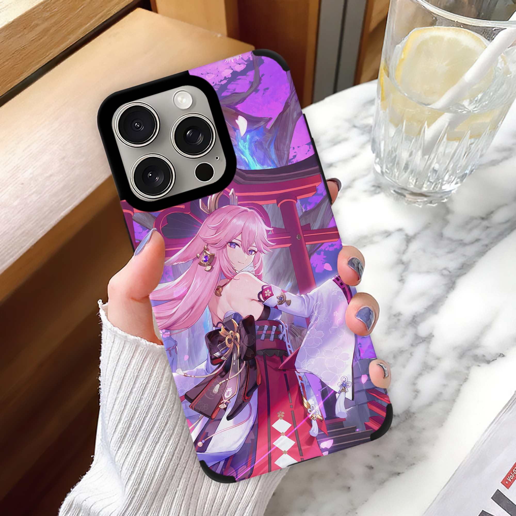 げんし神 genshin 【iPhone15ProMax対応】 PUレザー スマホケース 耐衝撃＆黄変防止