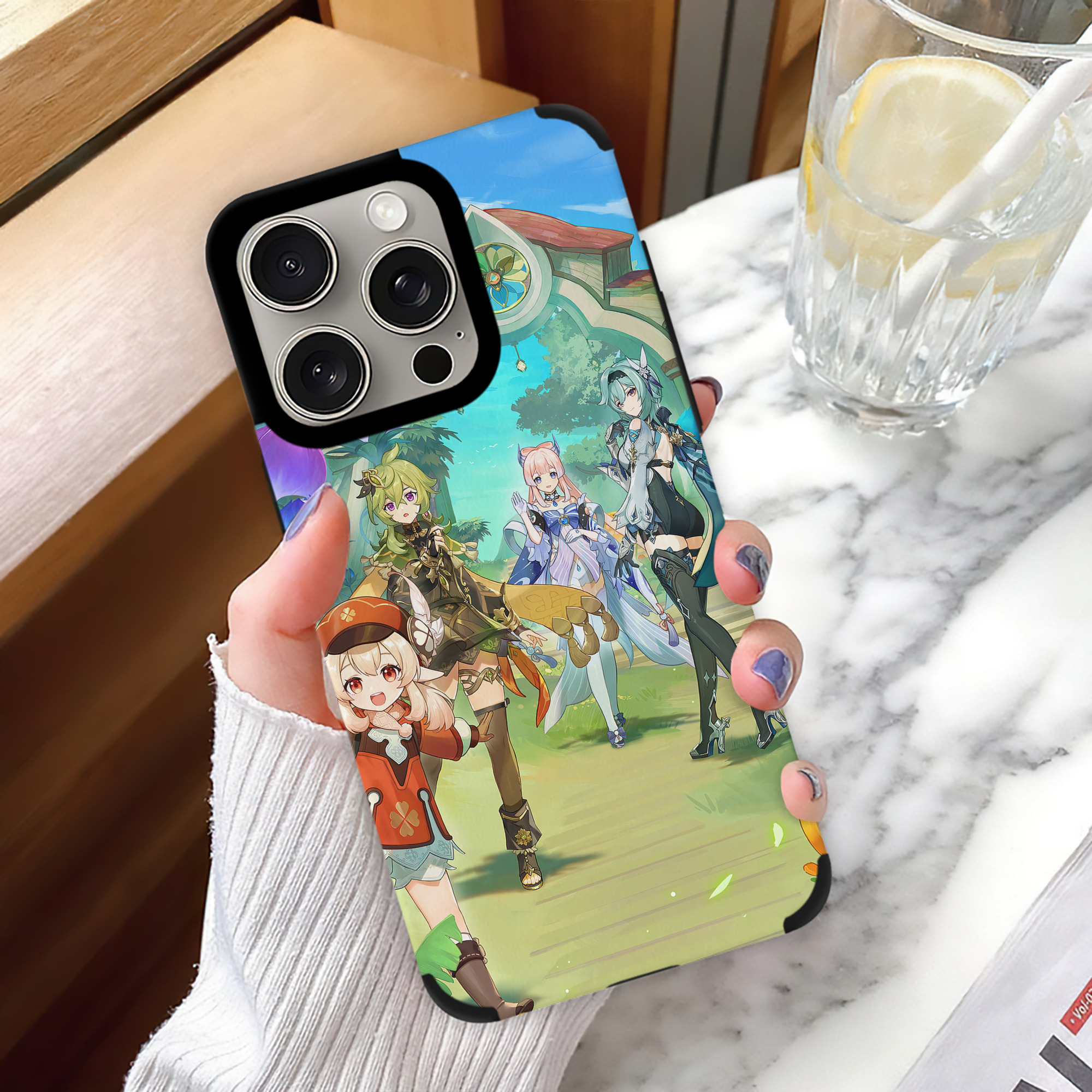 げんし神 genshin 【iPhone15ProMax対応】 PUレザー スマホケース 耐衝撃＆黄変防止