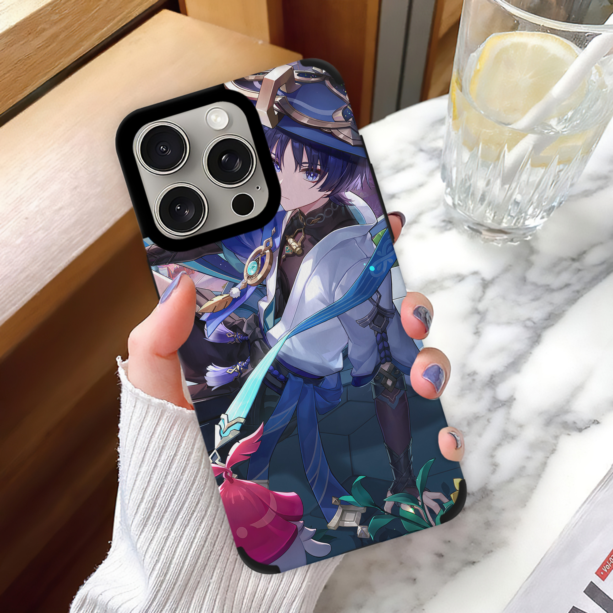 げんし神 genshin 【iPhone15ProMax対応】 PUレザー スマホケース 耐衝撃＆黄変防止