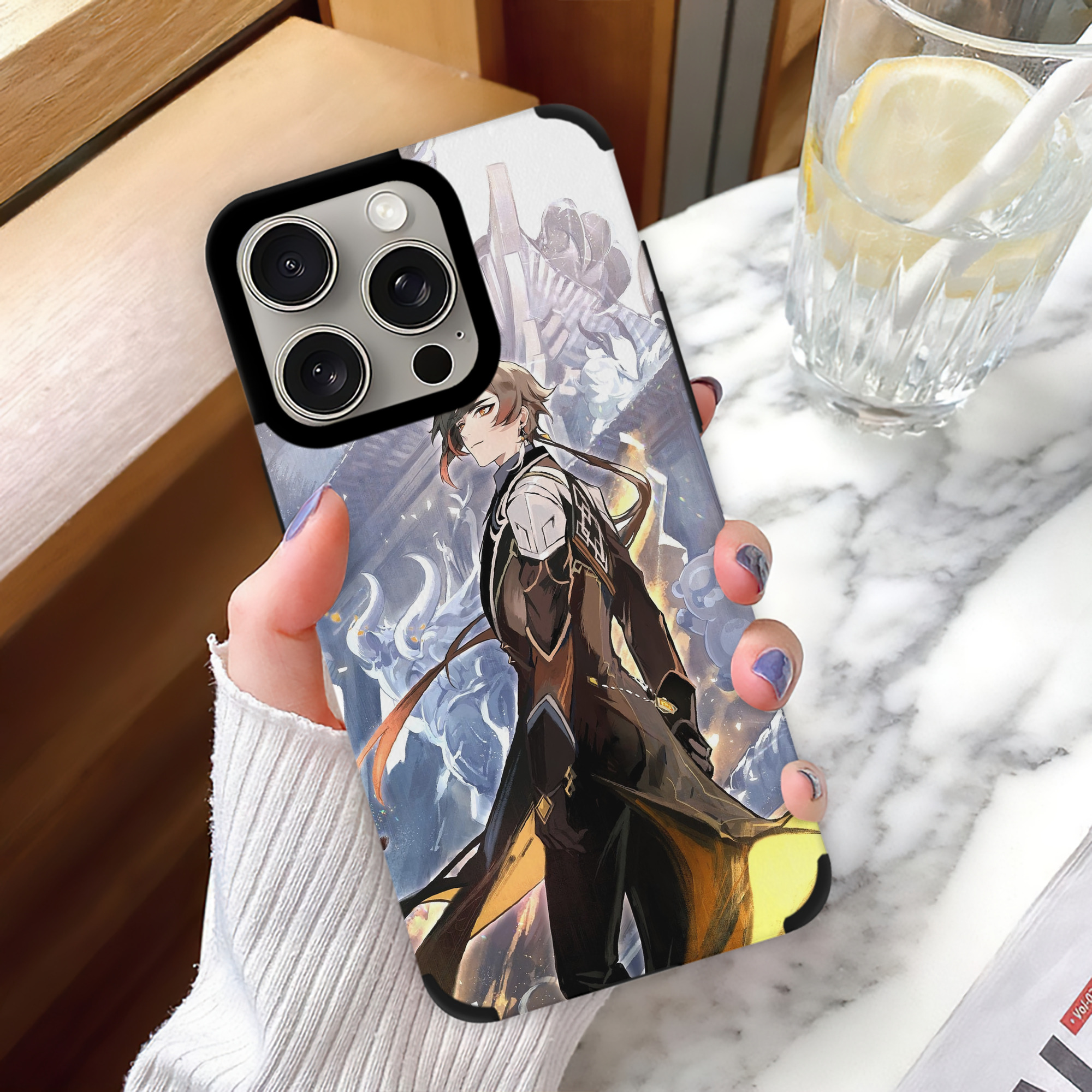 げんし神 genshin 【iPhone15ProMax対応】 PUレザー スマホケース 耐衝撃＆黄変防止