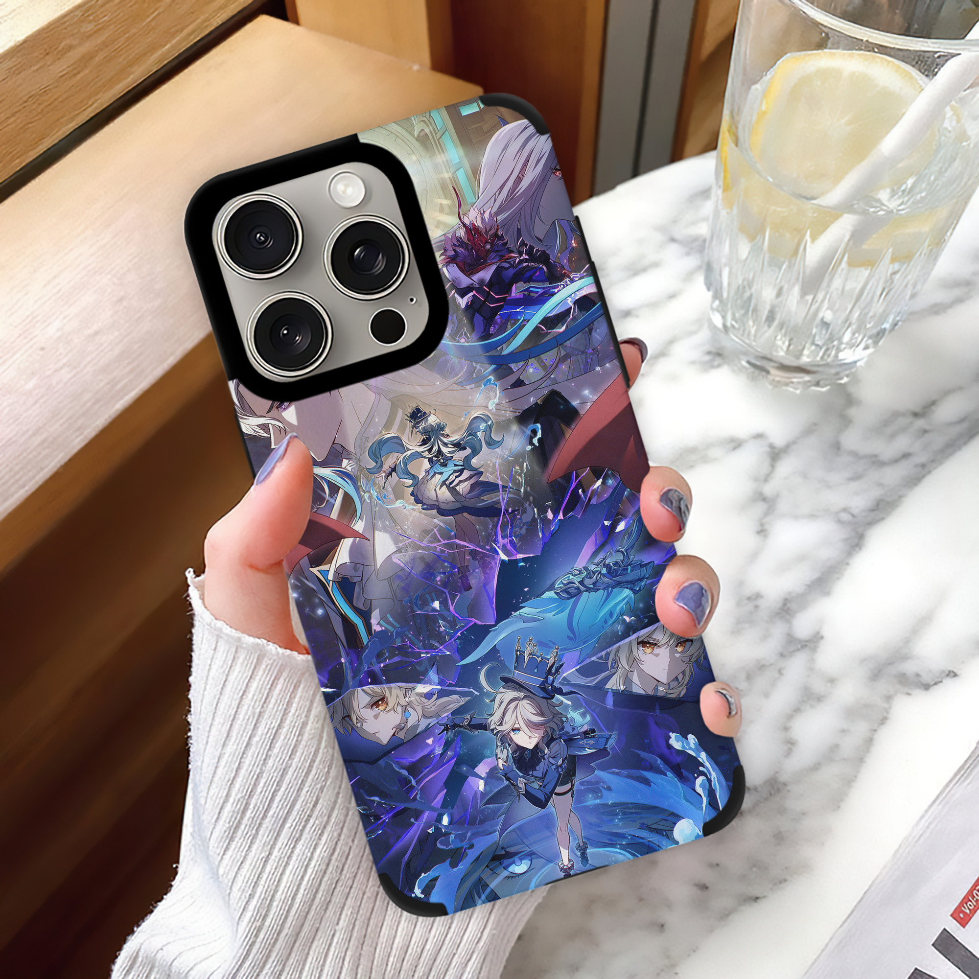 げんし神 genshin 【iPhone15ProMax対応】 PUレザー スマホケース 耐衝撃＆黄変防止