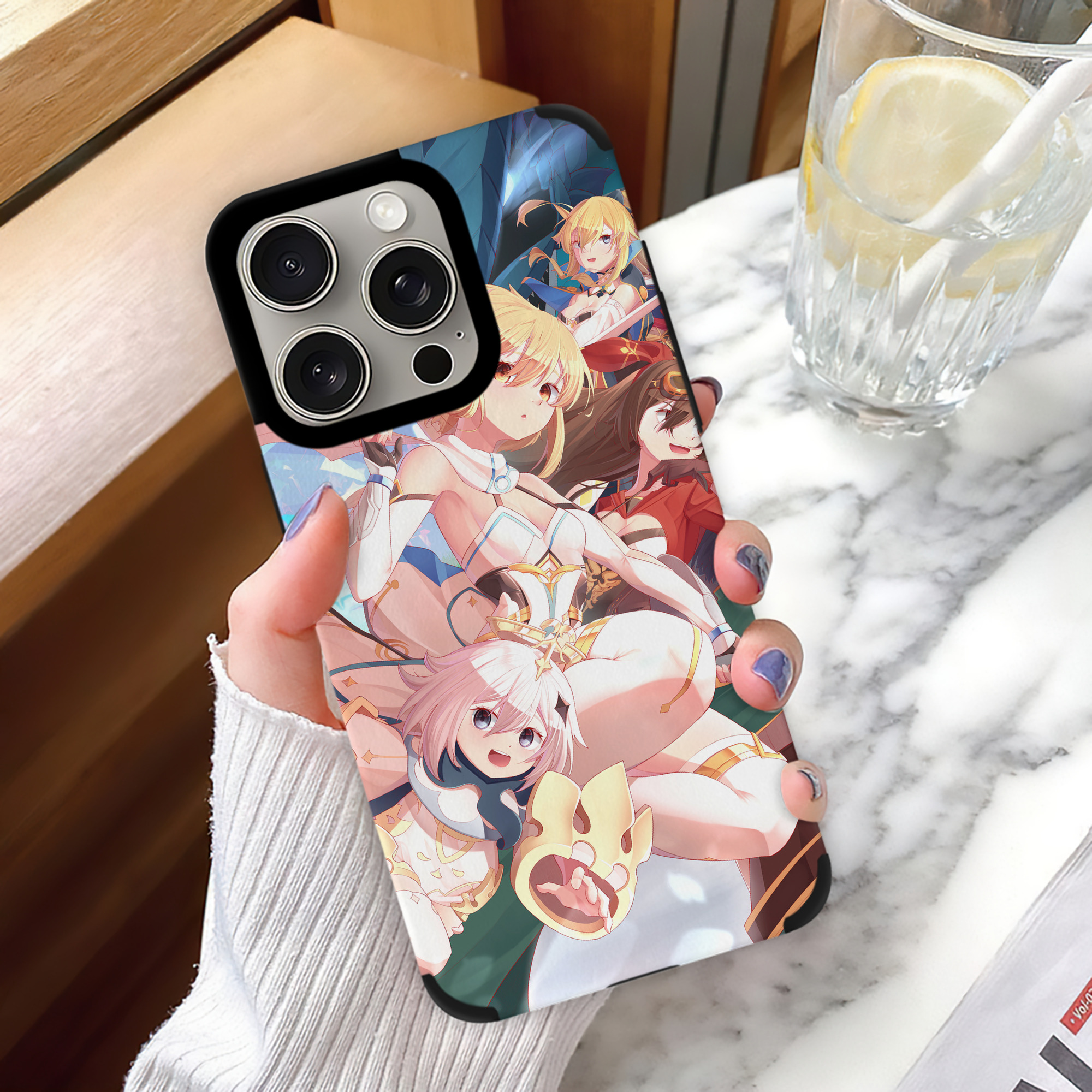 げんし神 genshin 【iPhone15ProMax対応】 PUレザー スマホケース 耐衝撃＆黄変防止