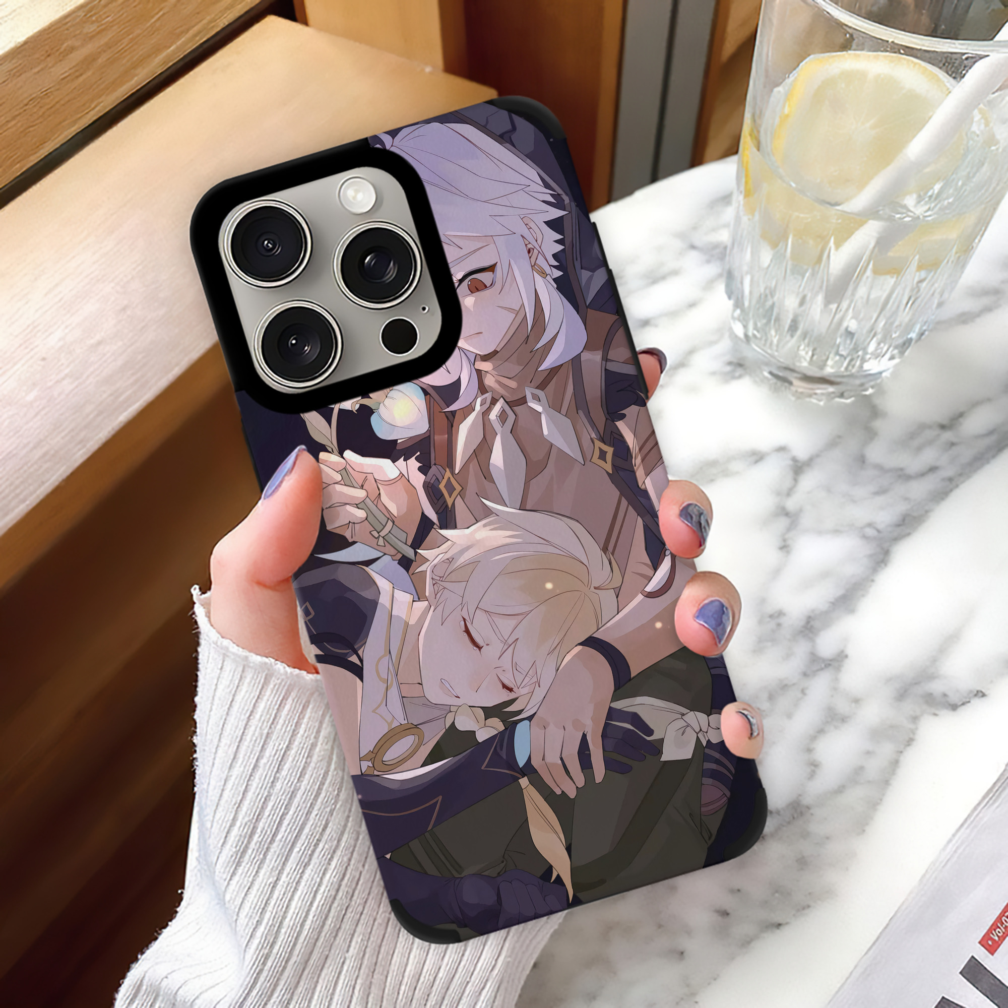 げんし神 genshin 【iPhone15ProMax対応】 PUレザー スマホケース 耐衝撃＆黄変防止