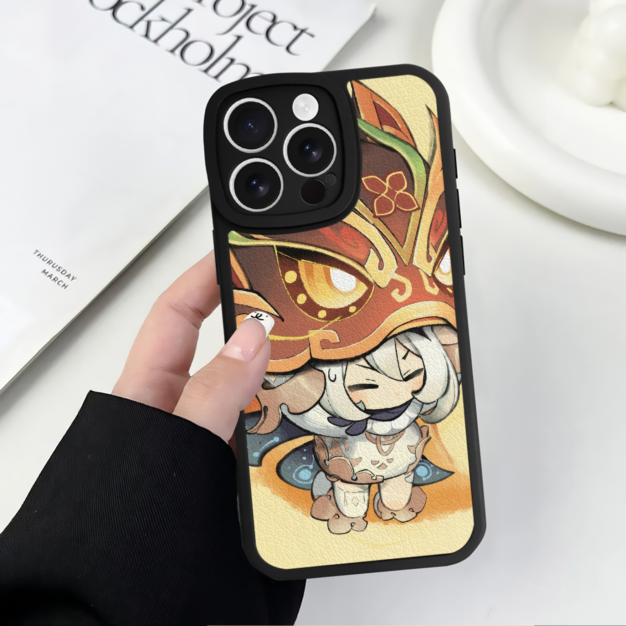 げんし神 genshin 【iPhone 16シリーズ対応】シリコンスマホケース（レザー調） 材質：シリコン