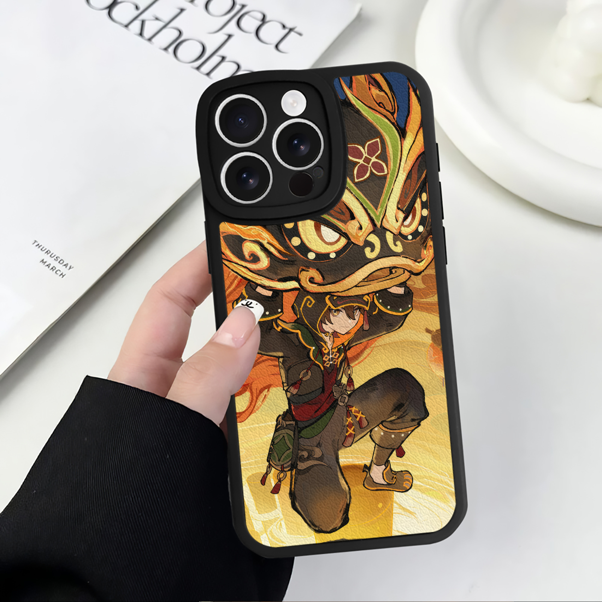 げんし神 genshin 【iPhone 16シリーズ対応】シリコンスマホケース（レザー調） 材質：シリコン