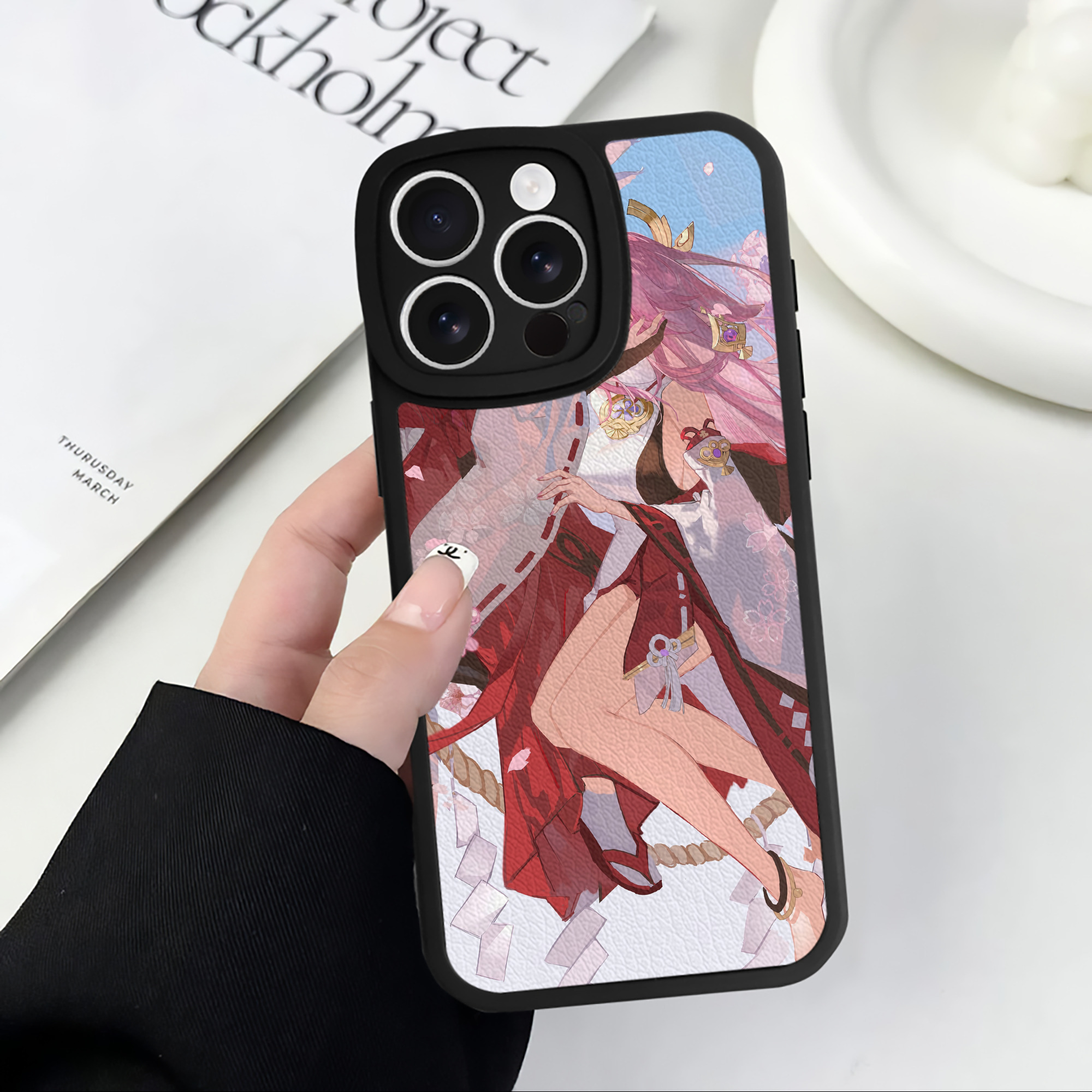 げんし神 genshin 【iPhone 16シリーズ対応】シリコンスマホケース（レザー調） 材質：シリコン