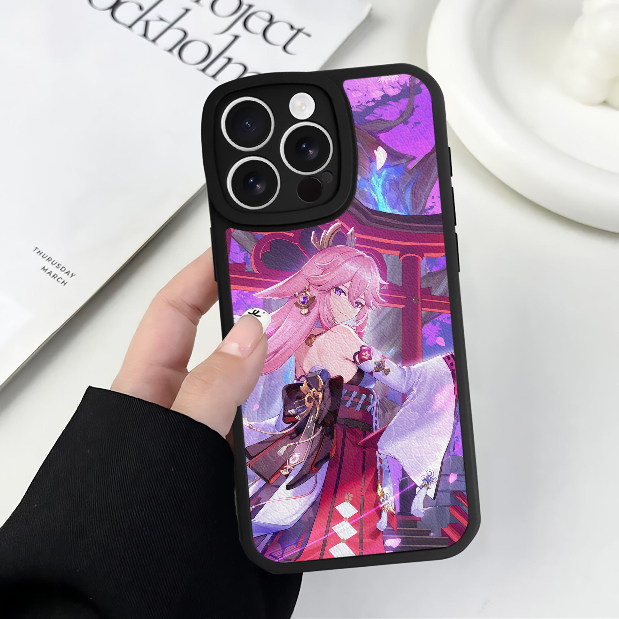 げんし神 genshin 【iPhone 16シリーズ対応】シリコンスマホケース（レザー調） 材質：シリコン