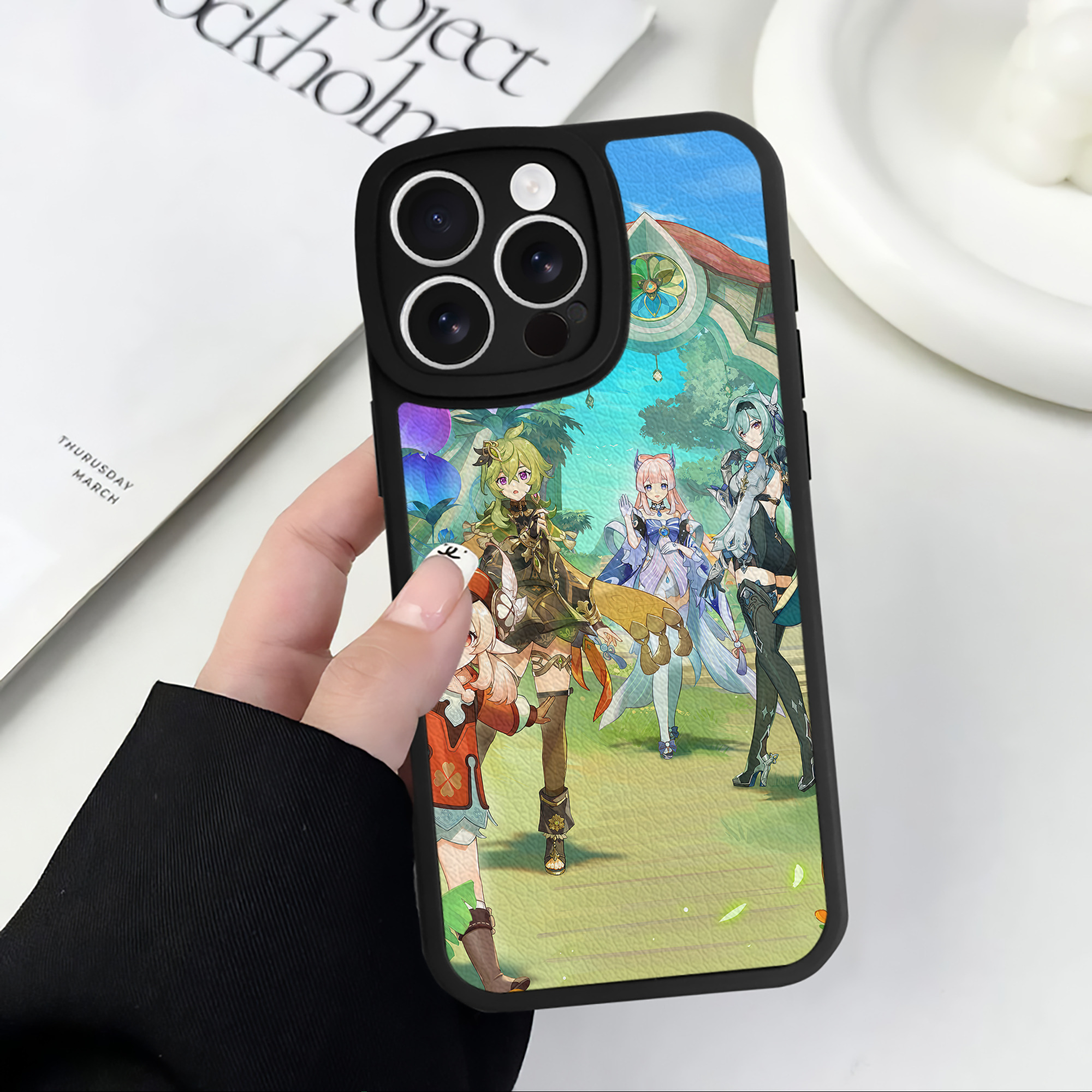 げんし神 genshin 【iPhone 16シリーズ対応】シリコンスマホケース（レザー調） 材質：シリコン