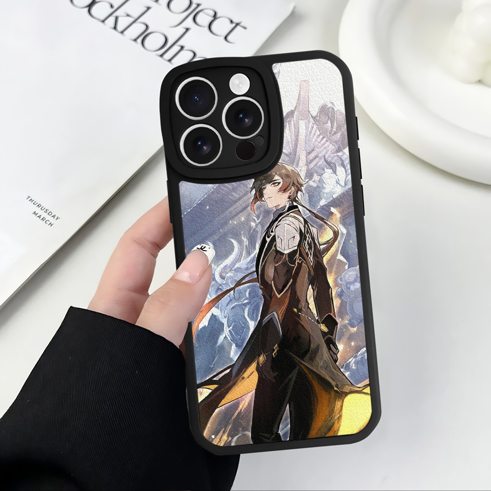 げんし神 genshin 【iPhone 16シリーズ対応】シリコンスマホケース（レザー調） 材質：シリコン