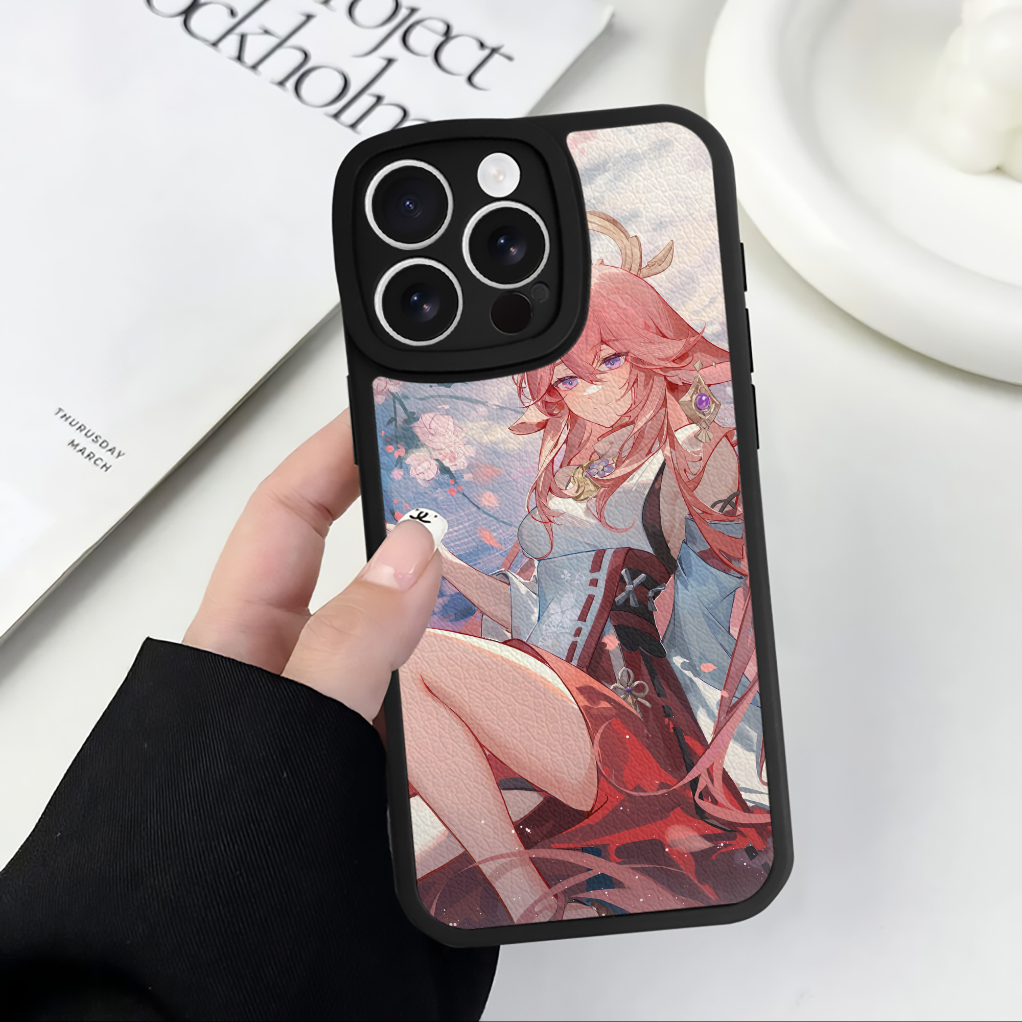 げんし神 genshin 【iPhone 16シリーズ対応】シリコンスマホケース（レザー調） 材質：シリコン