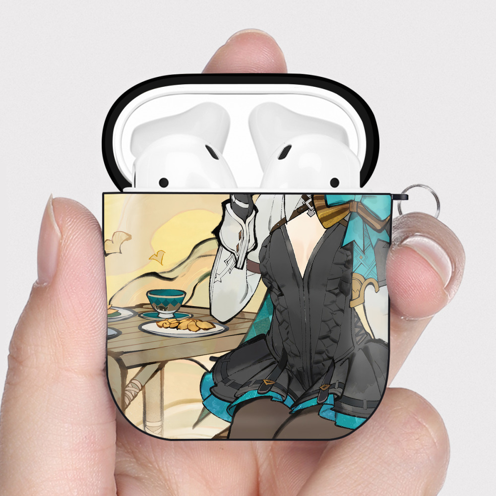 げんし神 genshin AirPods 第2世代保護ケース ハードシェル ブラック 耐衝撃・防指紋・カラビナ付き