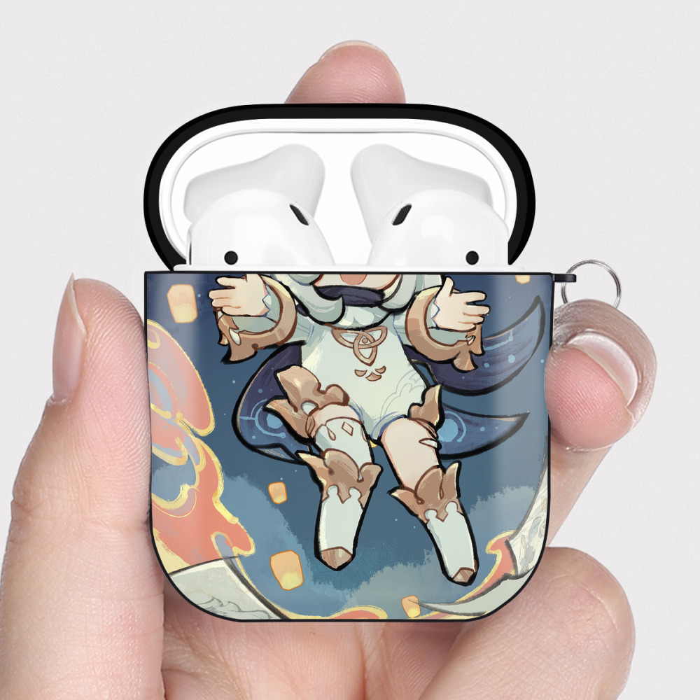 げんし神 genshin AirPods 第2世代保護ケース ハードシェル ブラック 耐衝撃・防指紋・カラビナ付き