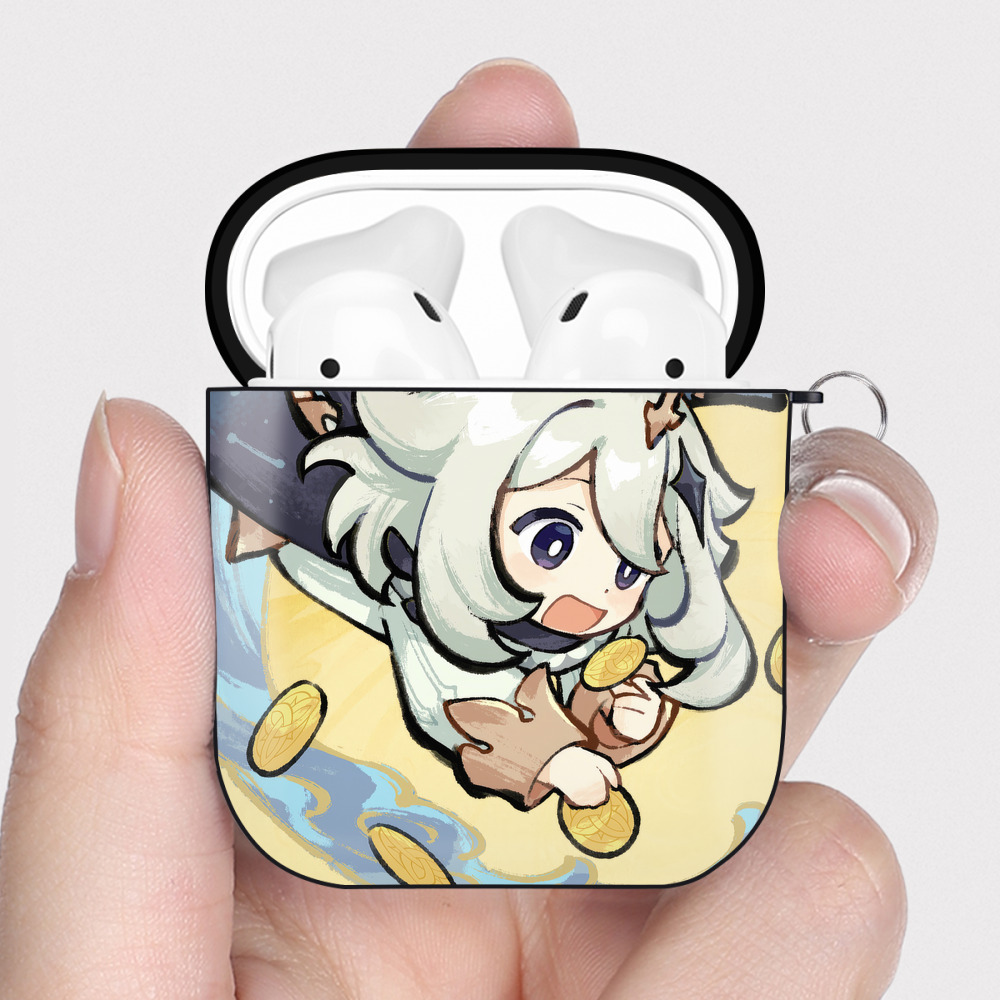 げんし神 genshin AirPods 第2世代保護ケース ハードシェル ブラック 耐衝撃・防指紋・カラビナ付き