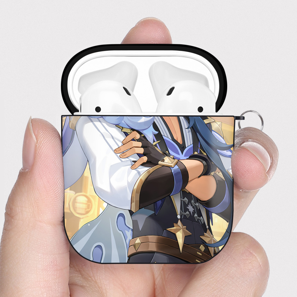 げんし神 genshin AirPods 第2世代保護ケース ハードシェル ブラック 耐衝撃・防指紋・カラビナ付き