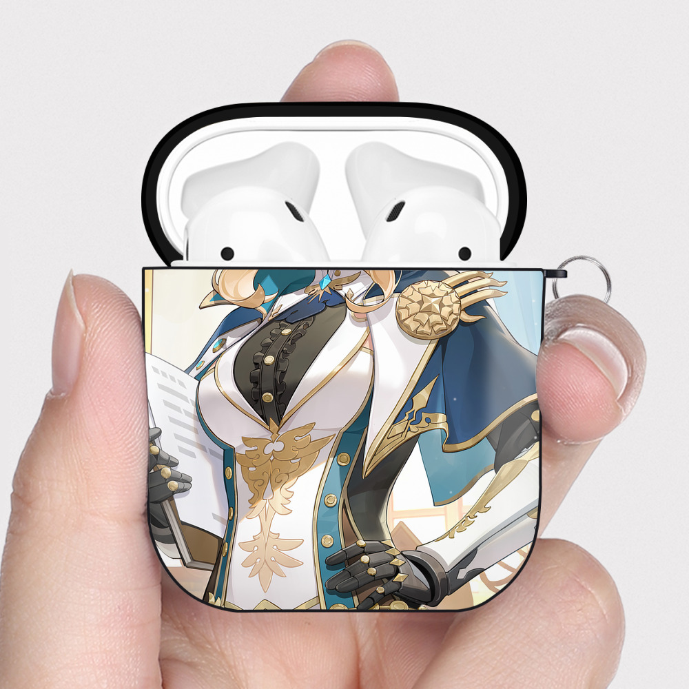 げんし神 genshin AirPods 第2世代保護ケース ハードシェル ブラック 耐衝撃・防指紋・カラビナ付き